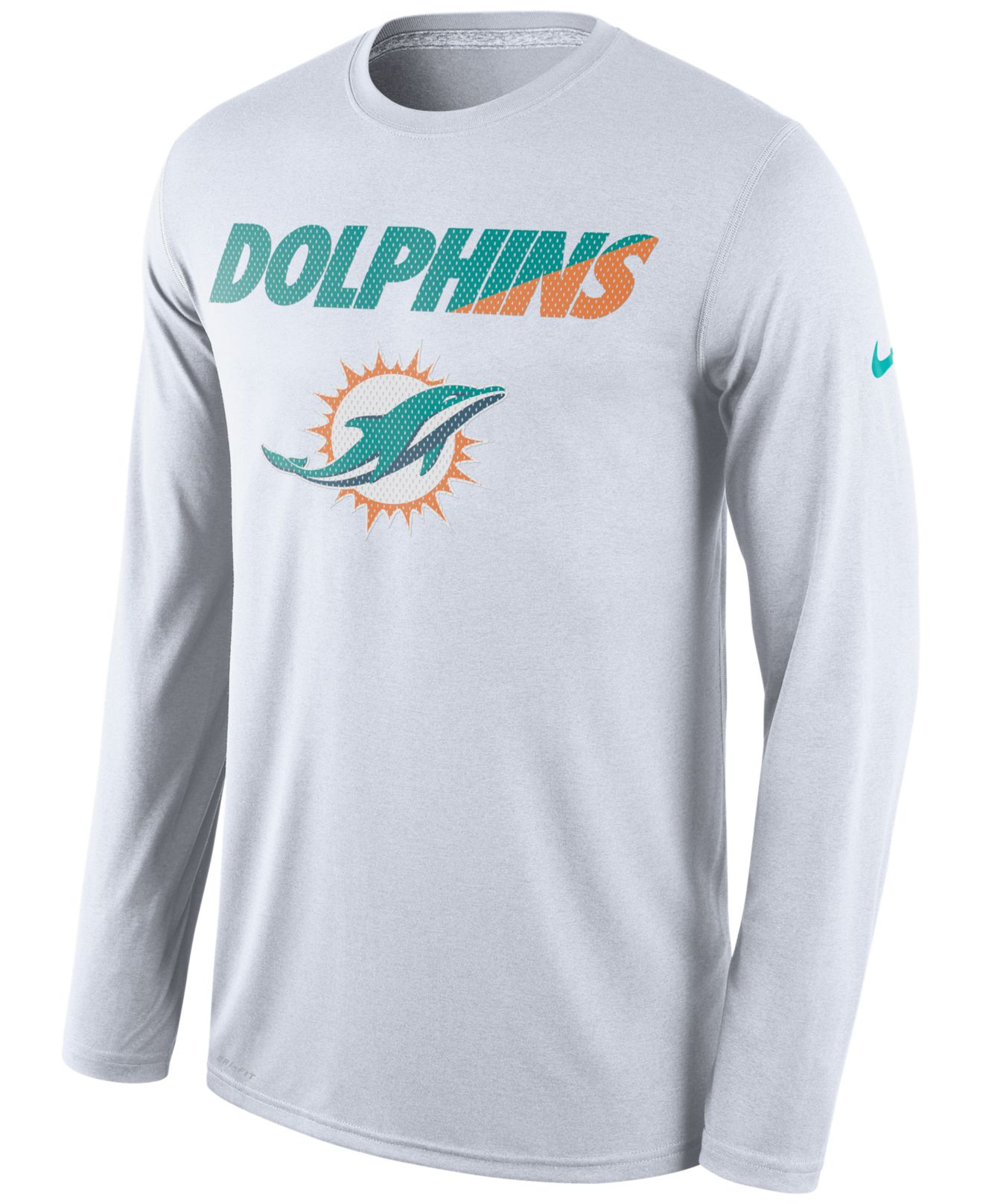 Nike Men's Long-sleeve Miami Dolphins Legend Staff Practice T-shirt in ...