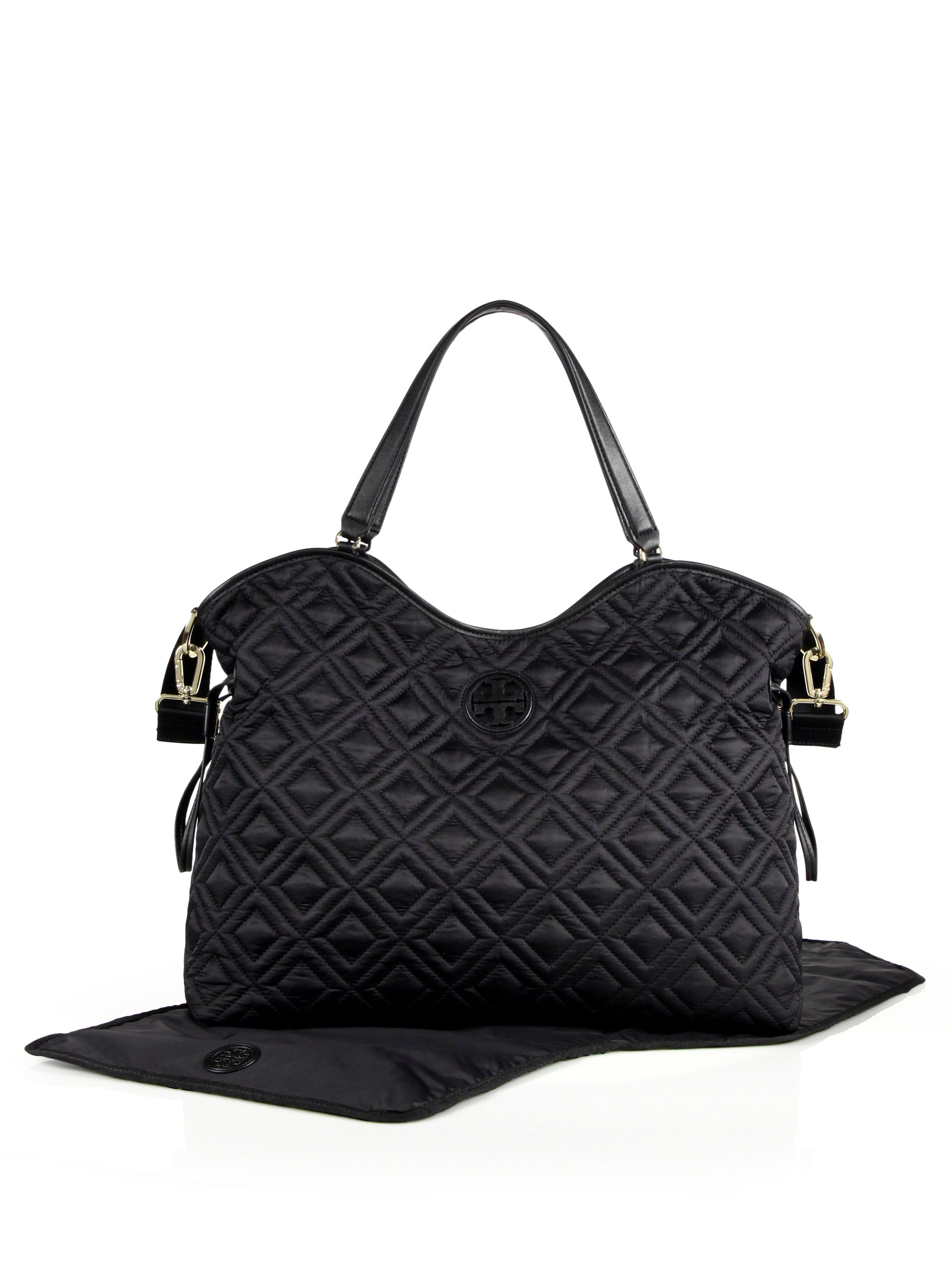 Lyst - Tory Burch Marion Quilted Nylon Baby Bag in Black