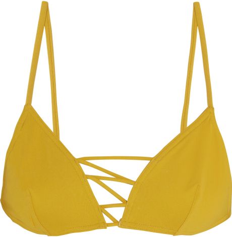 Eres Paradise Sky Triangle Bikini Top in Yellow | Lyst