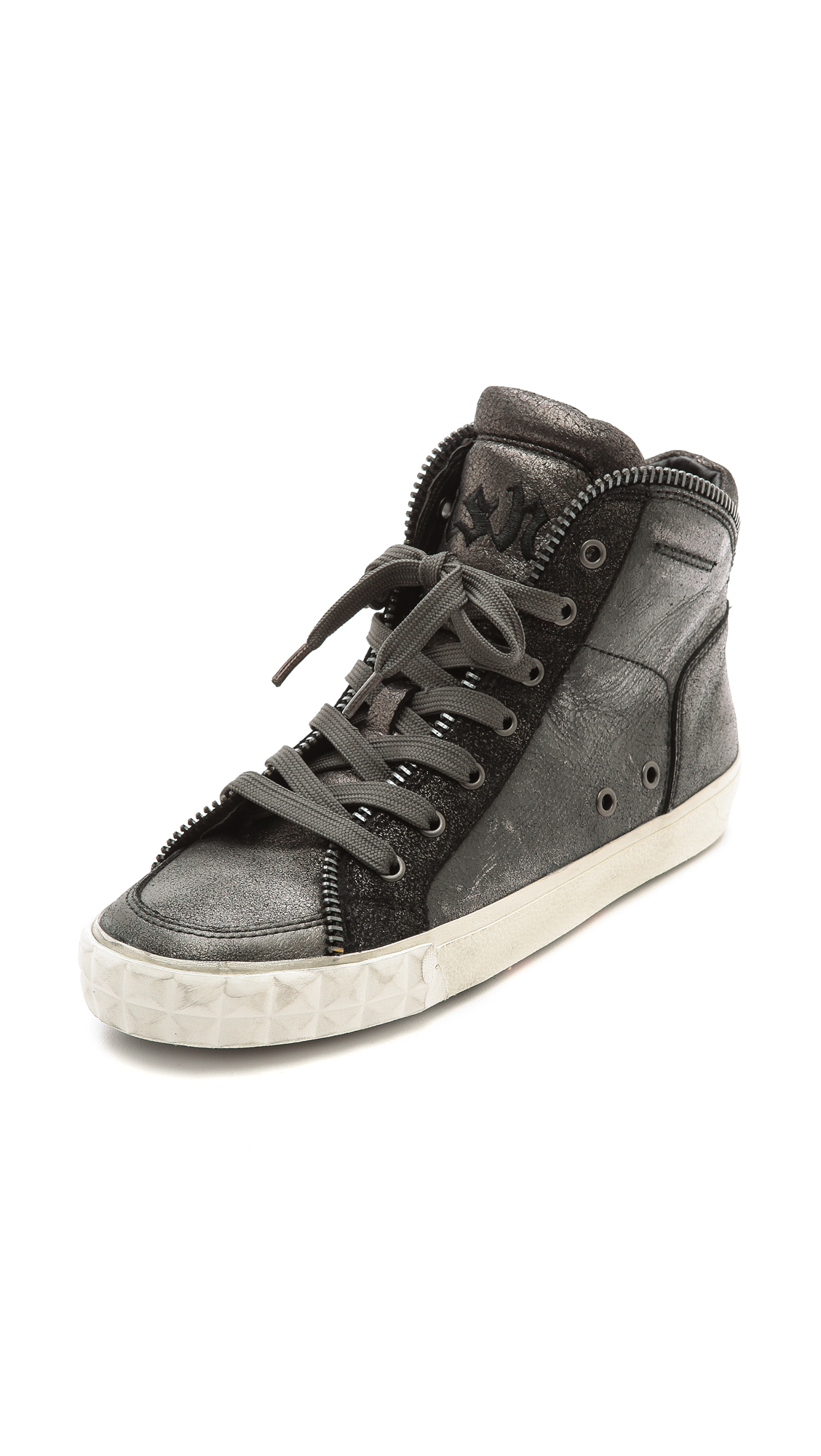 Lyst - Ash Shake High Top Zipper Sneakers - Black/Graphite/Graphite in ...