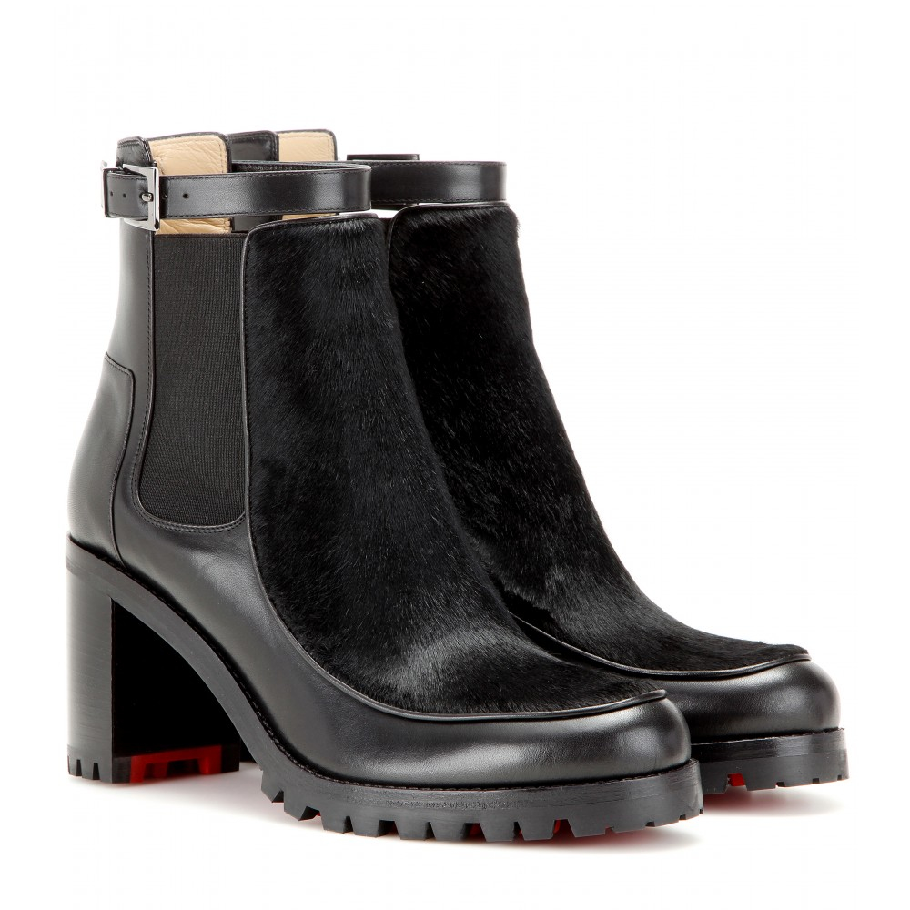 fake mens louboutin shoes - Christian louboutin Yetata 70 Leather and Calf-Hair Ankle Boots in ...