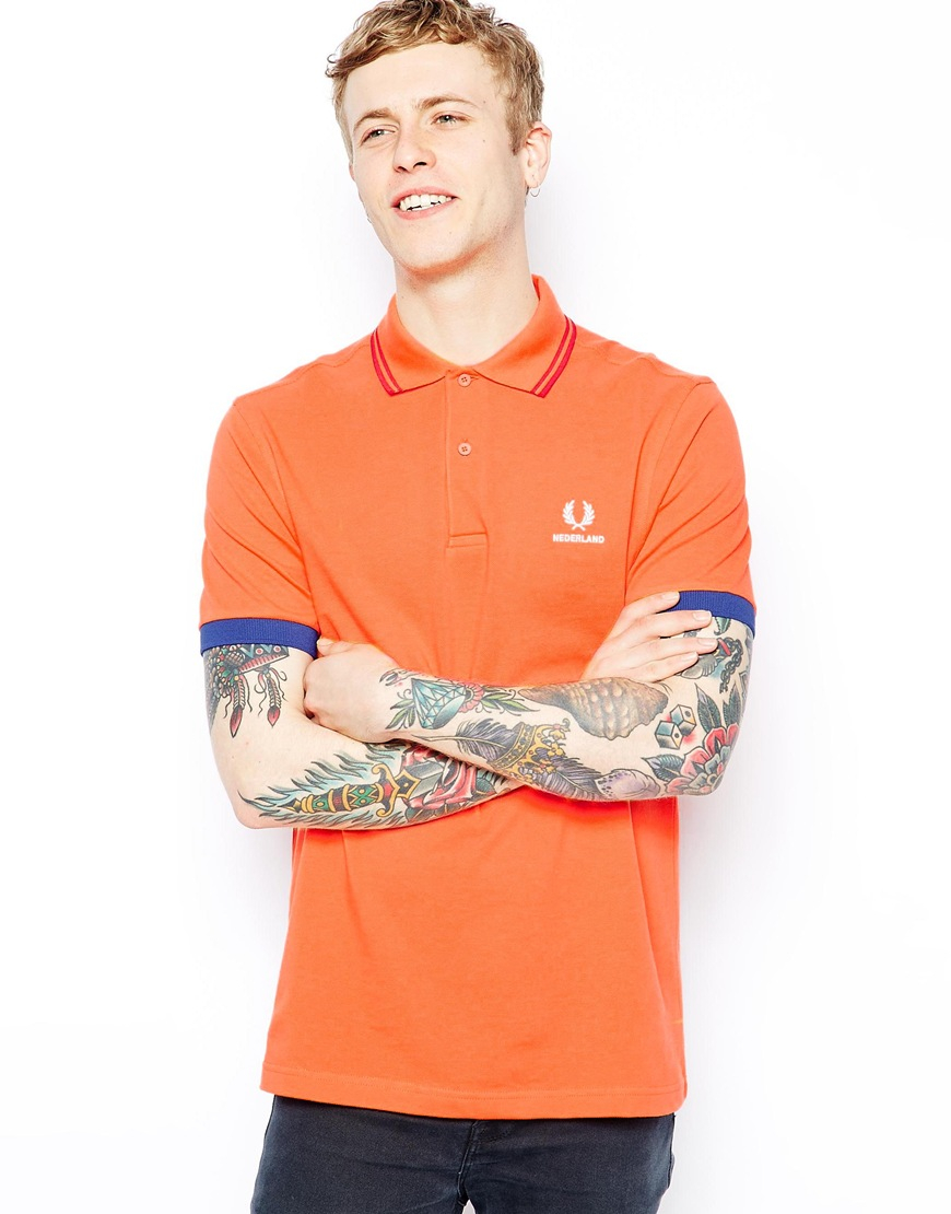 orange fred perry polo