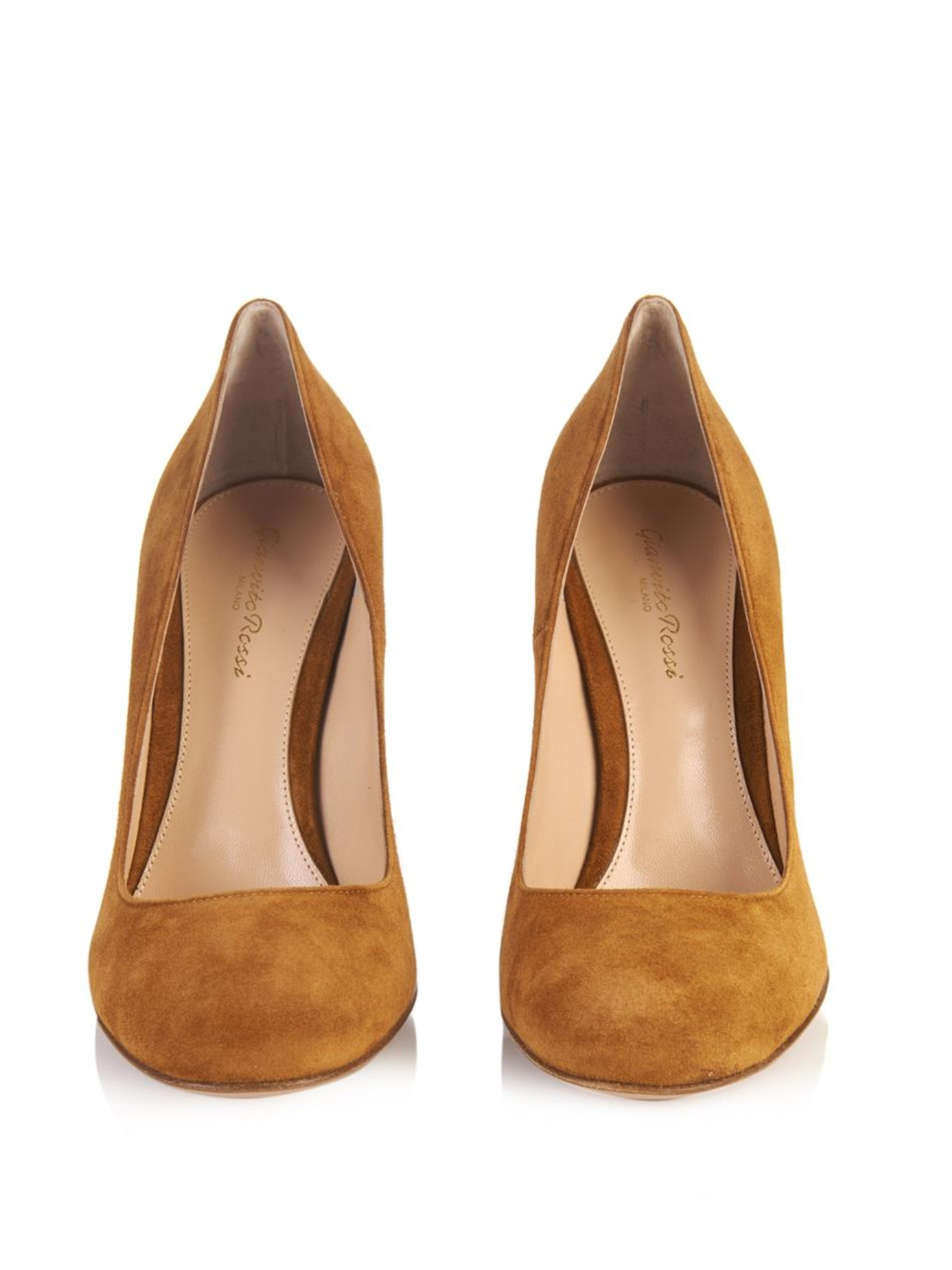 Lyst Gianvito Rossi BlockHeel Suede Pumps in Brown
