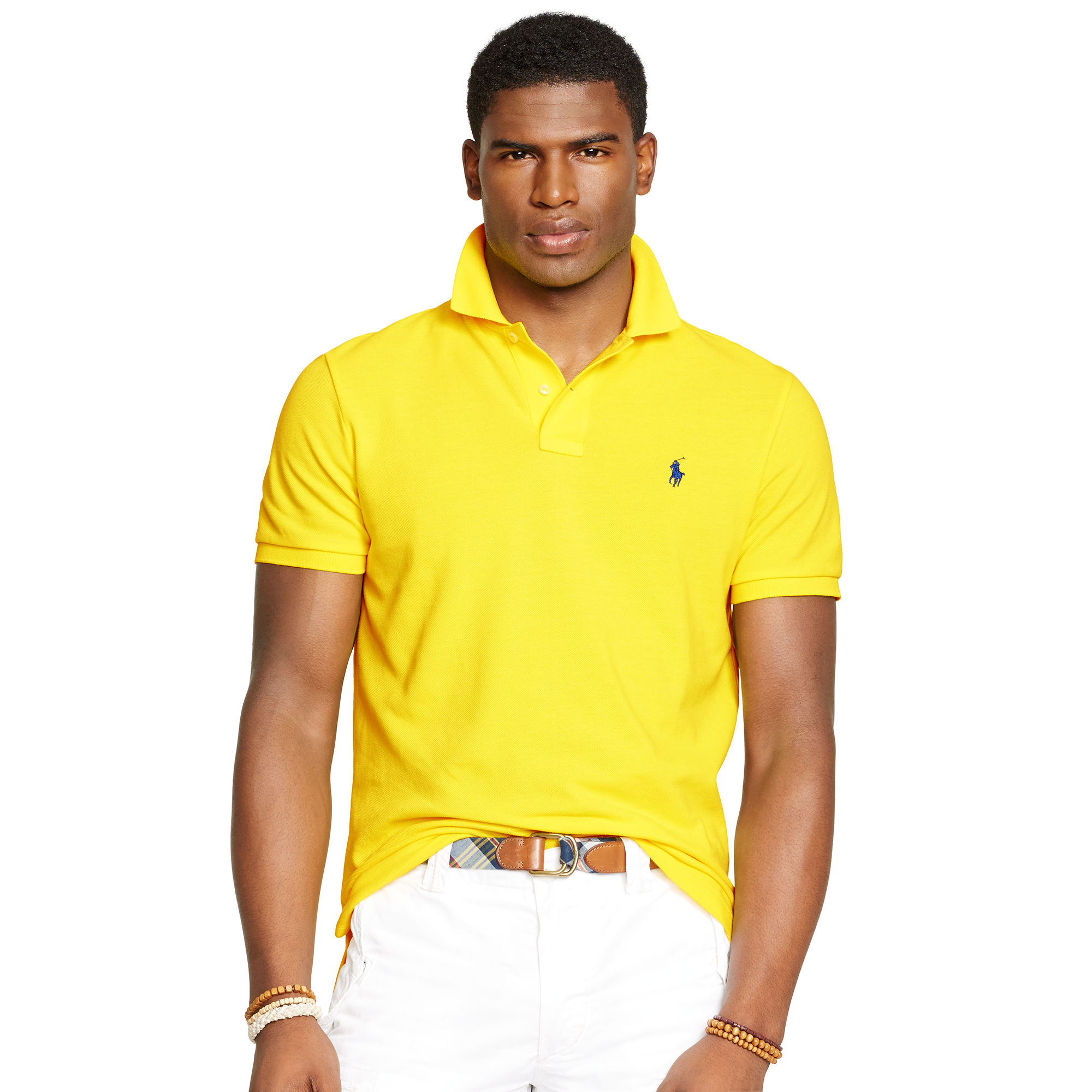 Polo Ralph Lauren Custom-fit Mesh Polo Shirt in Yellow for Men - Lyst