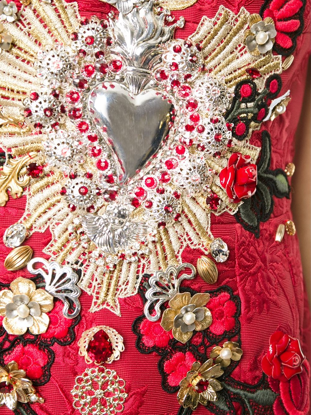 Lyst Dolce & Gabbana 'Sacred Heart' Appliqué Dress in Red