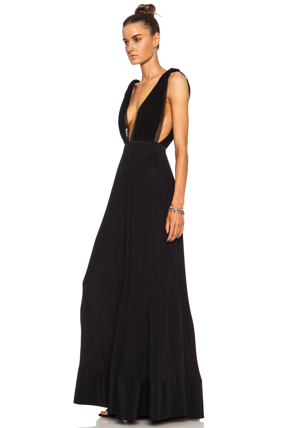 Lyst Rochas Plunging V Neck Silk Gown In Black Gallery