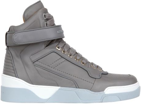 Givenchy Matte Leather High Top Sneakers in Gray for Men (grey) | Lyst