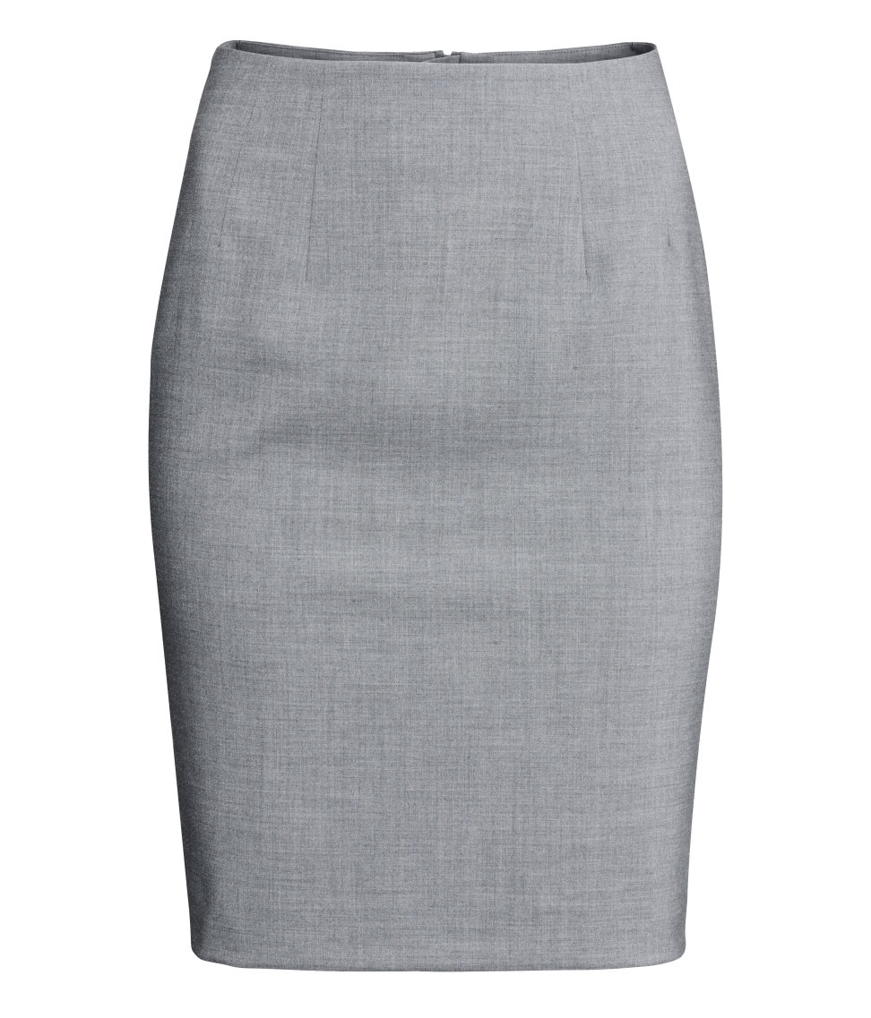 H&m Pencil Skirt in Gray | Lyst