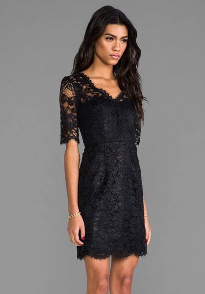 Shoshanna Lace Daria Dress in Black in Black | Lyst