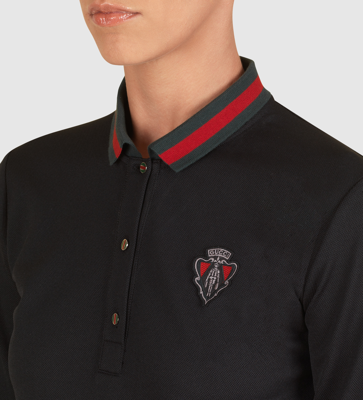 Lyst - Gucci Black Long Sleeve Polo With Small Crest From Equestrian ...