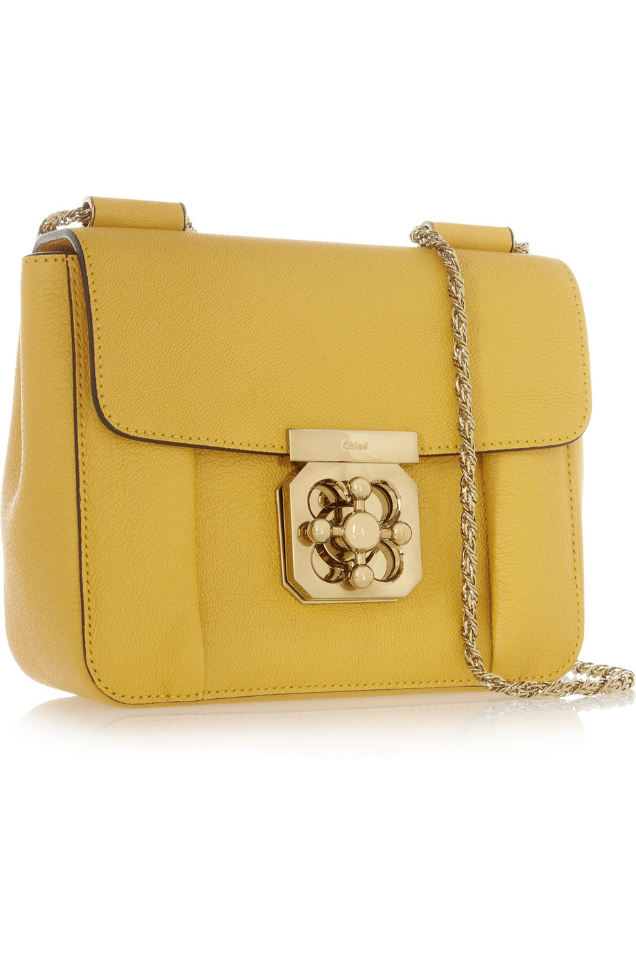 Chlo Elsie Small Texturedleather Shoulder Bag in Yellow | Lyst