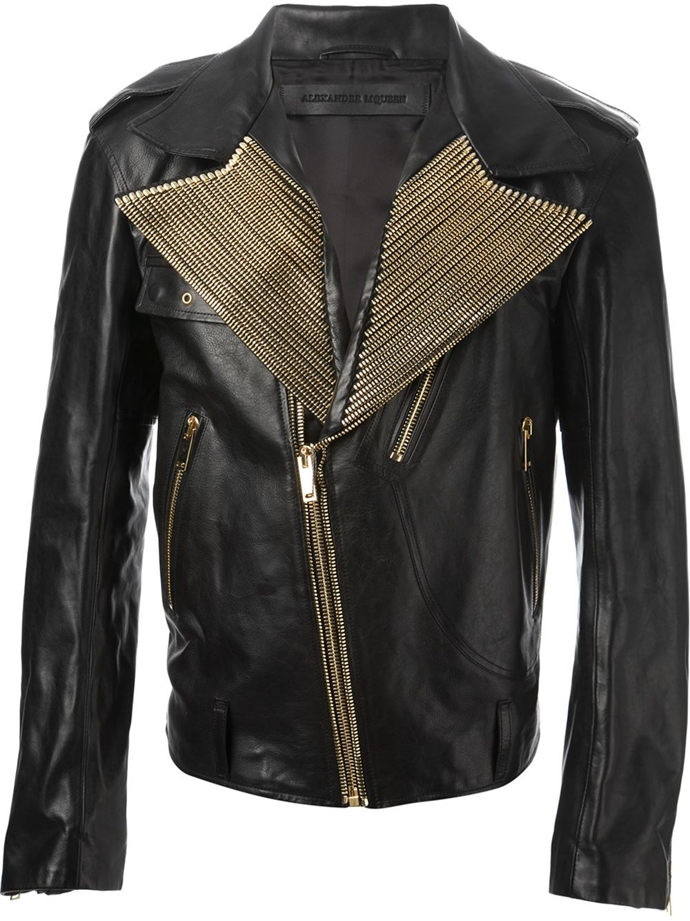 Alexander Mcqueen Embellished Biker Jacket in Black for Men | Lyst