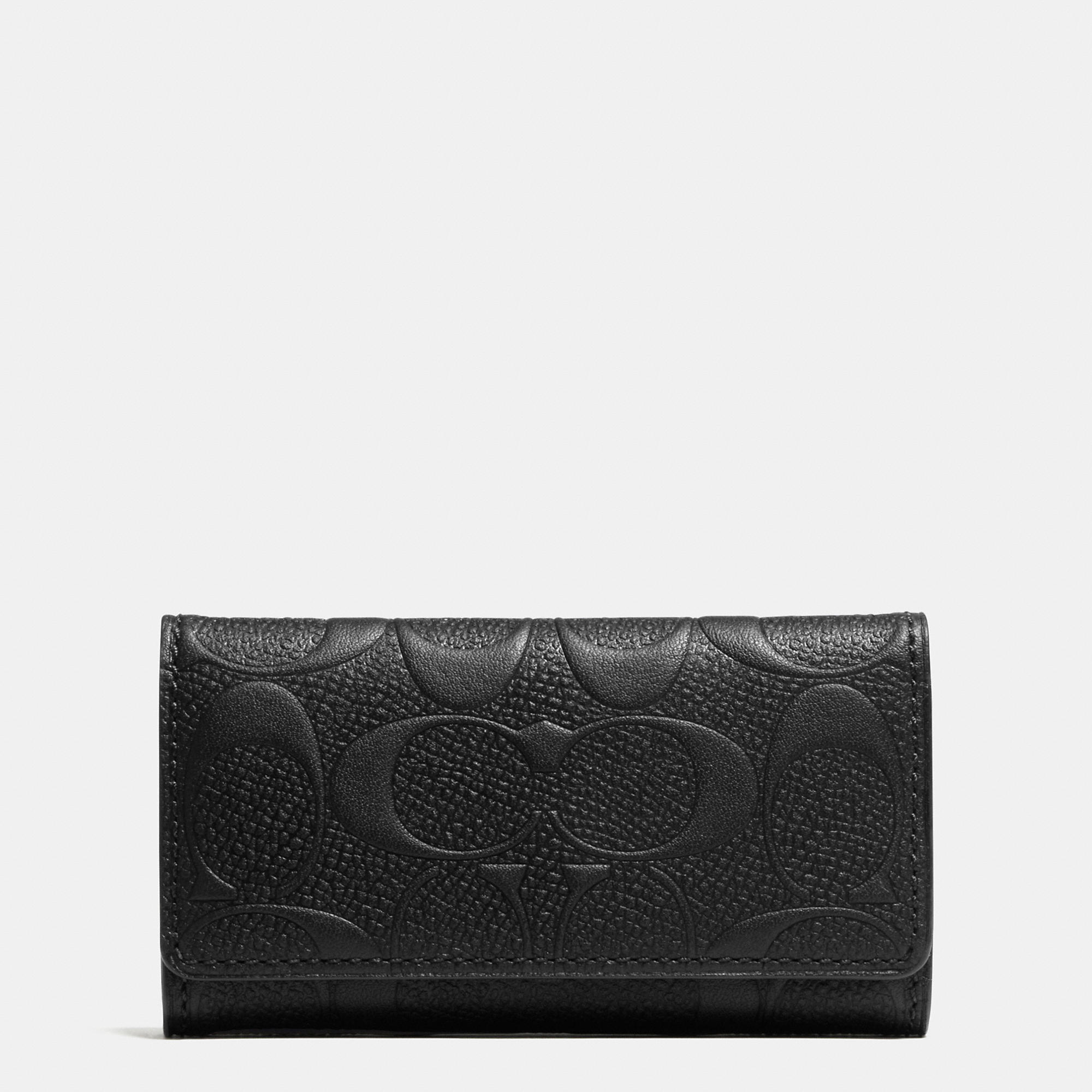Lyst - Coach 4 Ring Key Case In Signature Crossgrain Leather in Black