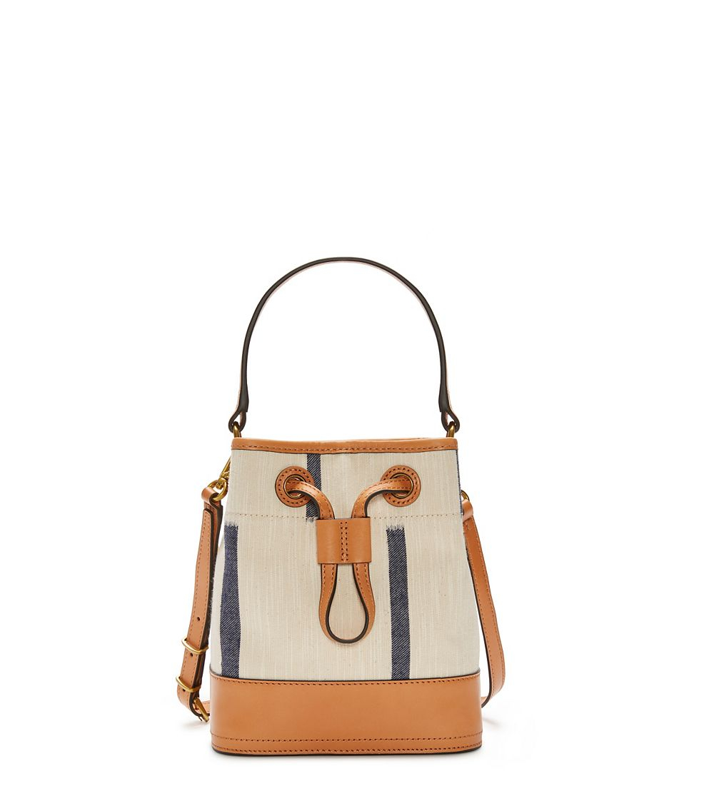 Tory Burch Canvas Mini Bucket Bag in Natural - Lyst