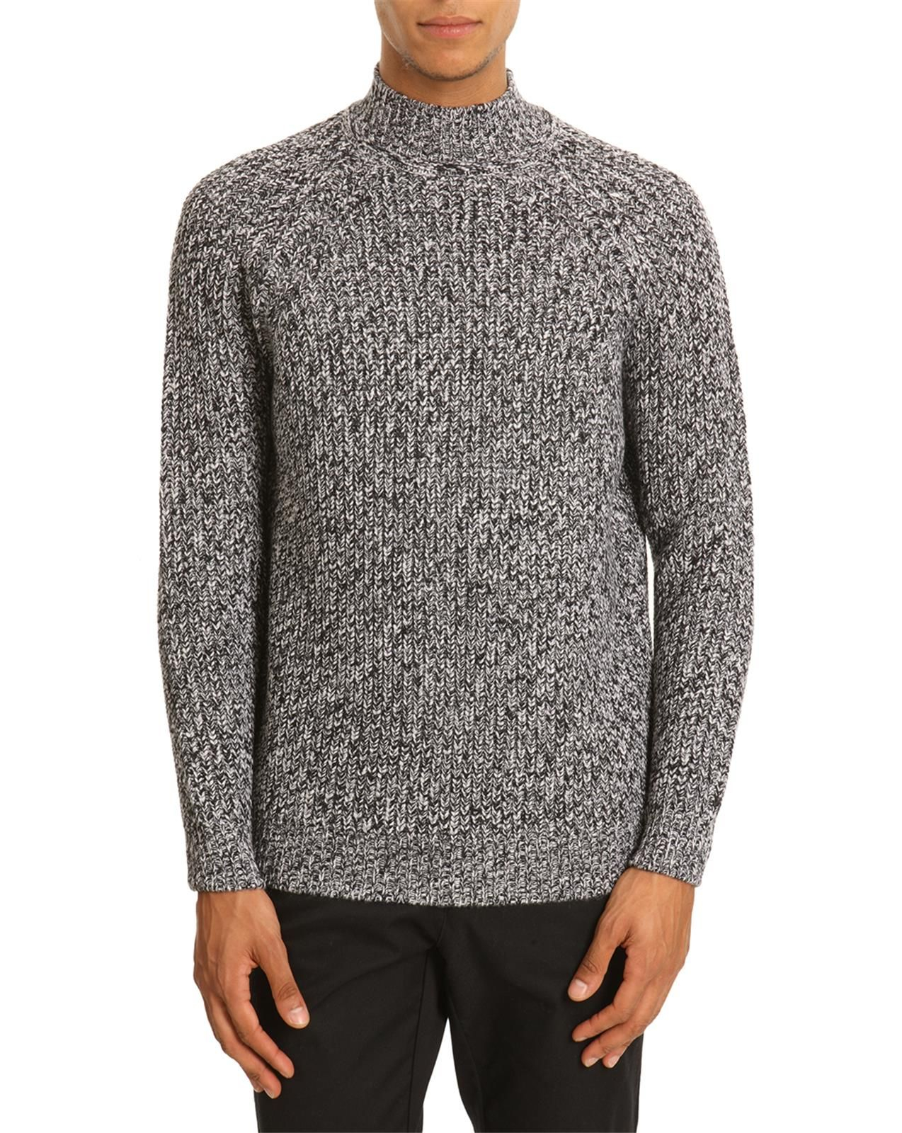 Carven Black And White Stitch Funnel-neck Sweater in Black for Men | Lyst