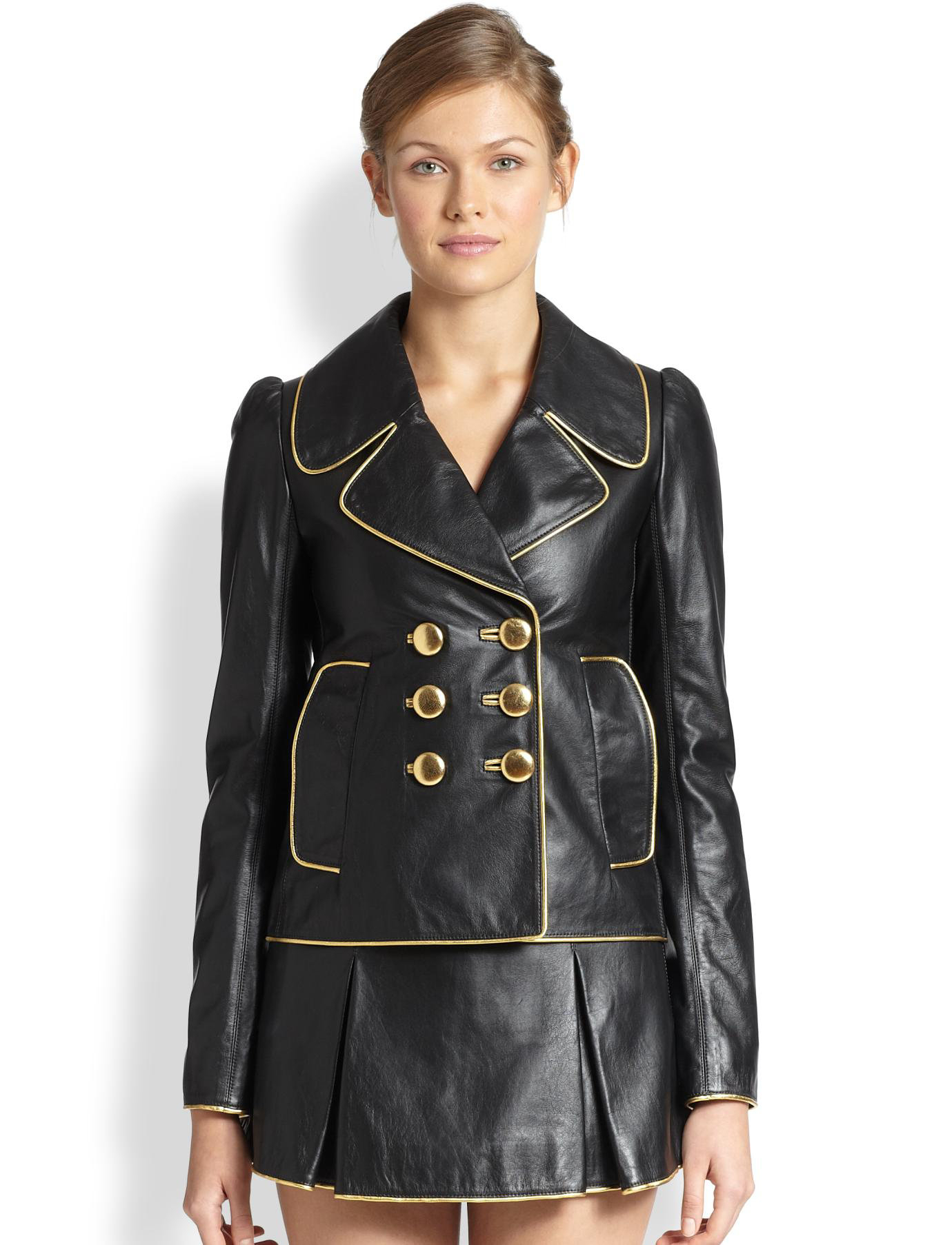 Lyst Marc Jacobs MetallicPiped Leather Jacket in Black