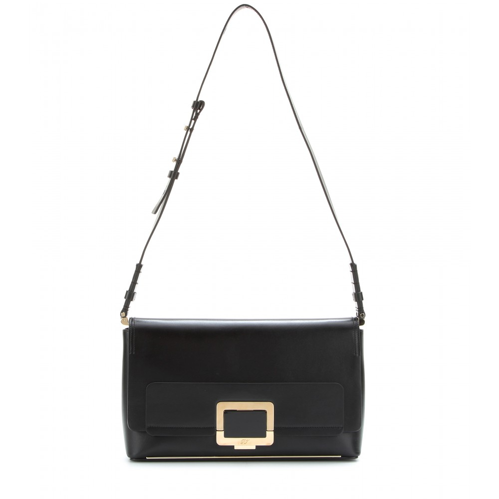 Roger Vivier U Leather Shoulder Bag in Black | Lyst