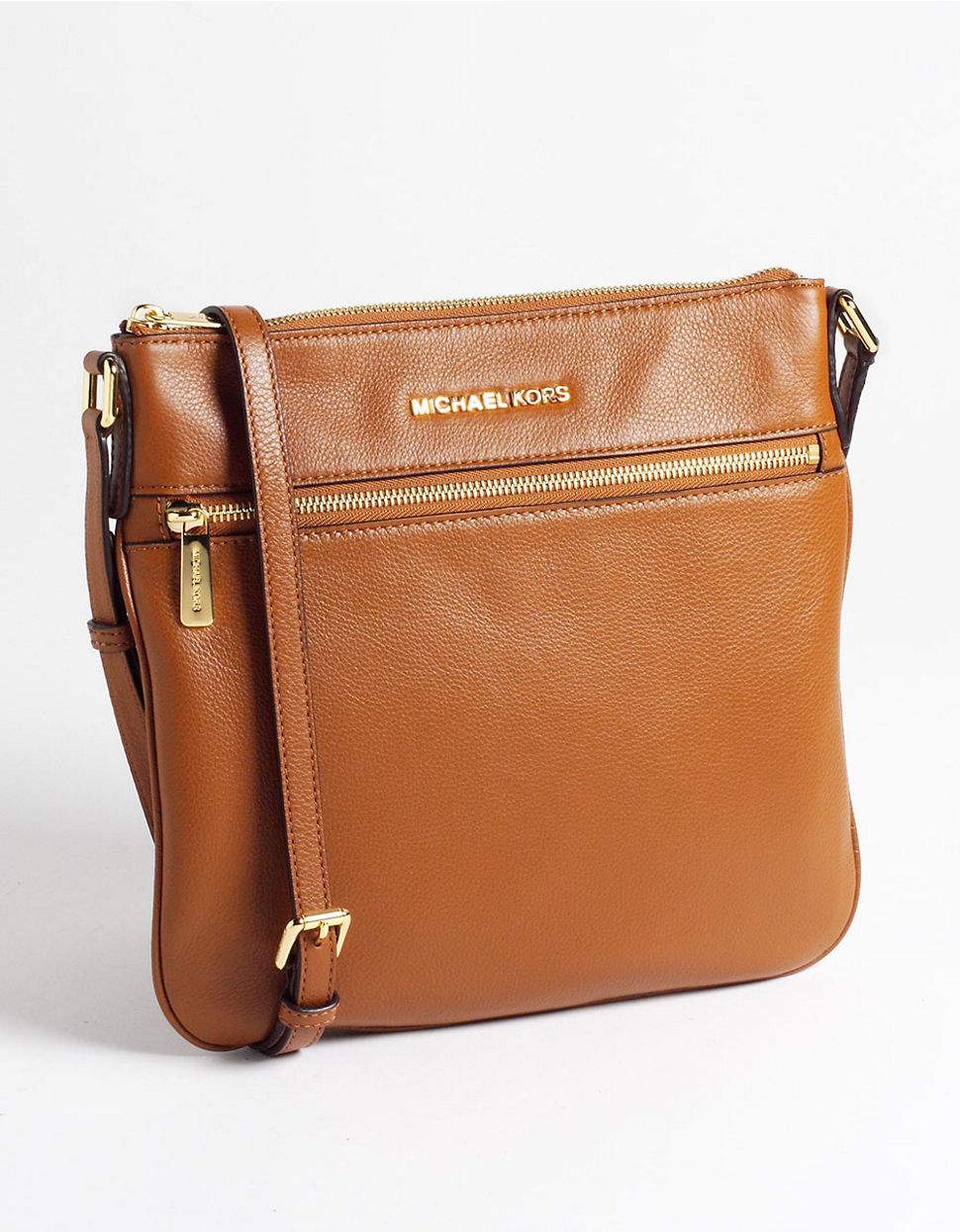 Lyst Michael Kors Bedford Flat Leather Crossbody Bag In Brown Gallery