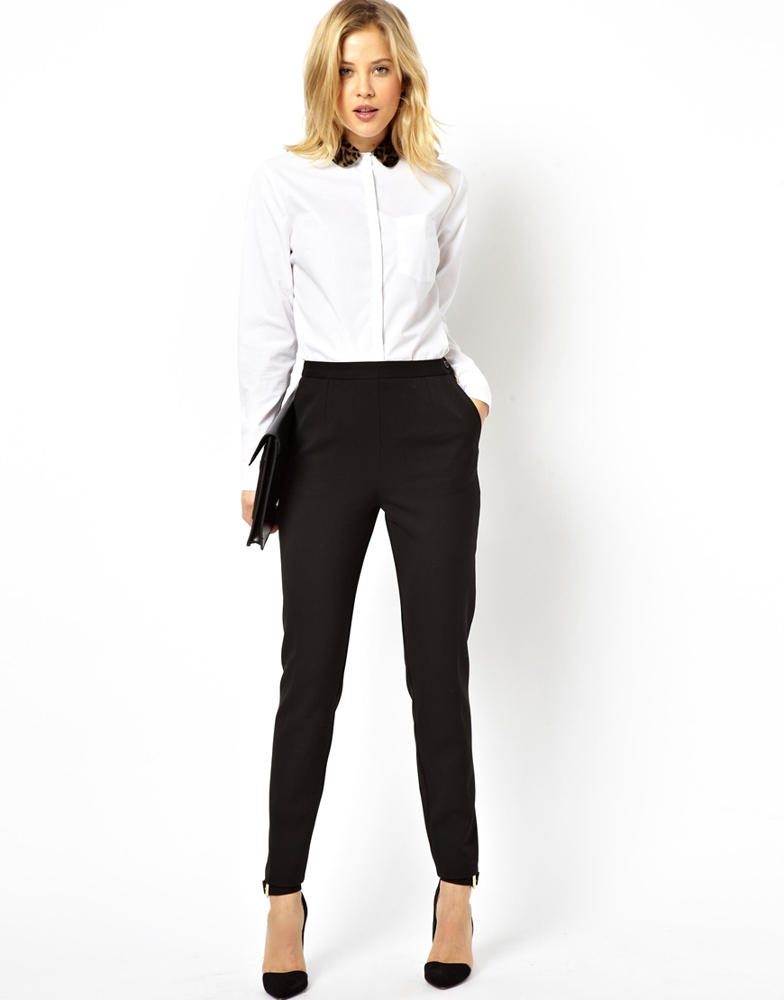 Asos High Waist Trousers With Zips - Black in Black | Lyst
