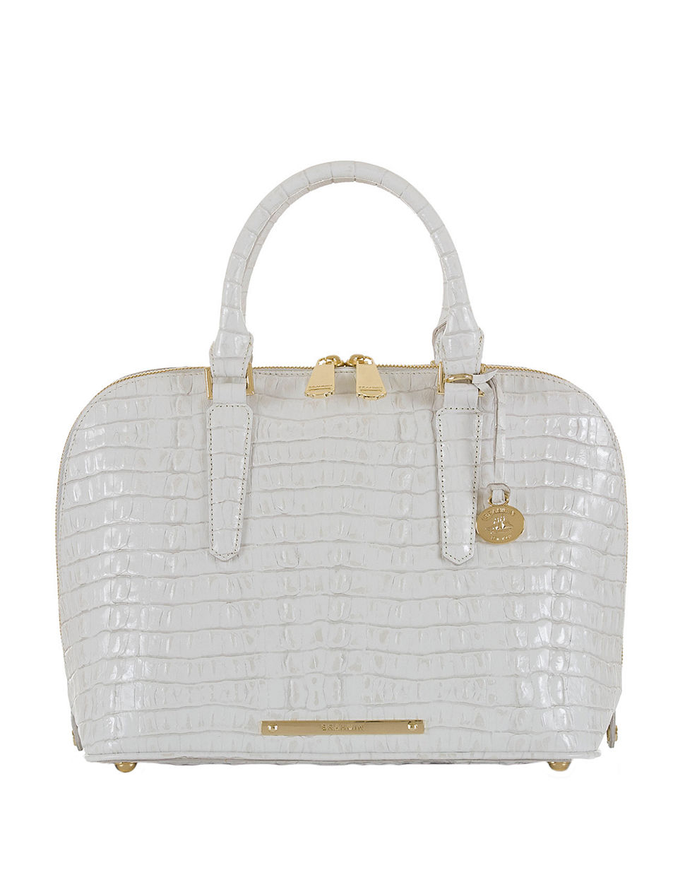 Brahmin Vivian Embossed Patent Leather Satchel in White Lyst