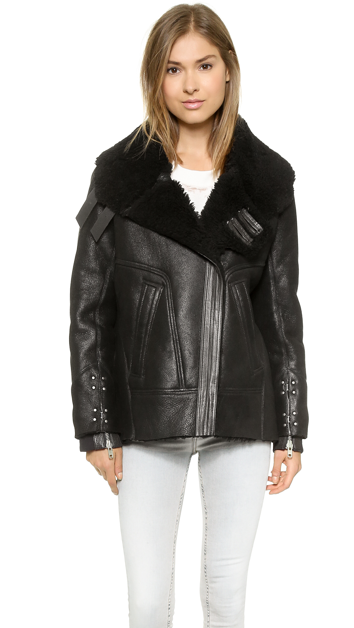 Lyst - IRO Jenny Shearling Coat - Black in Black