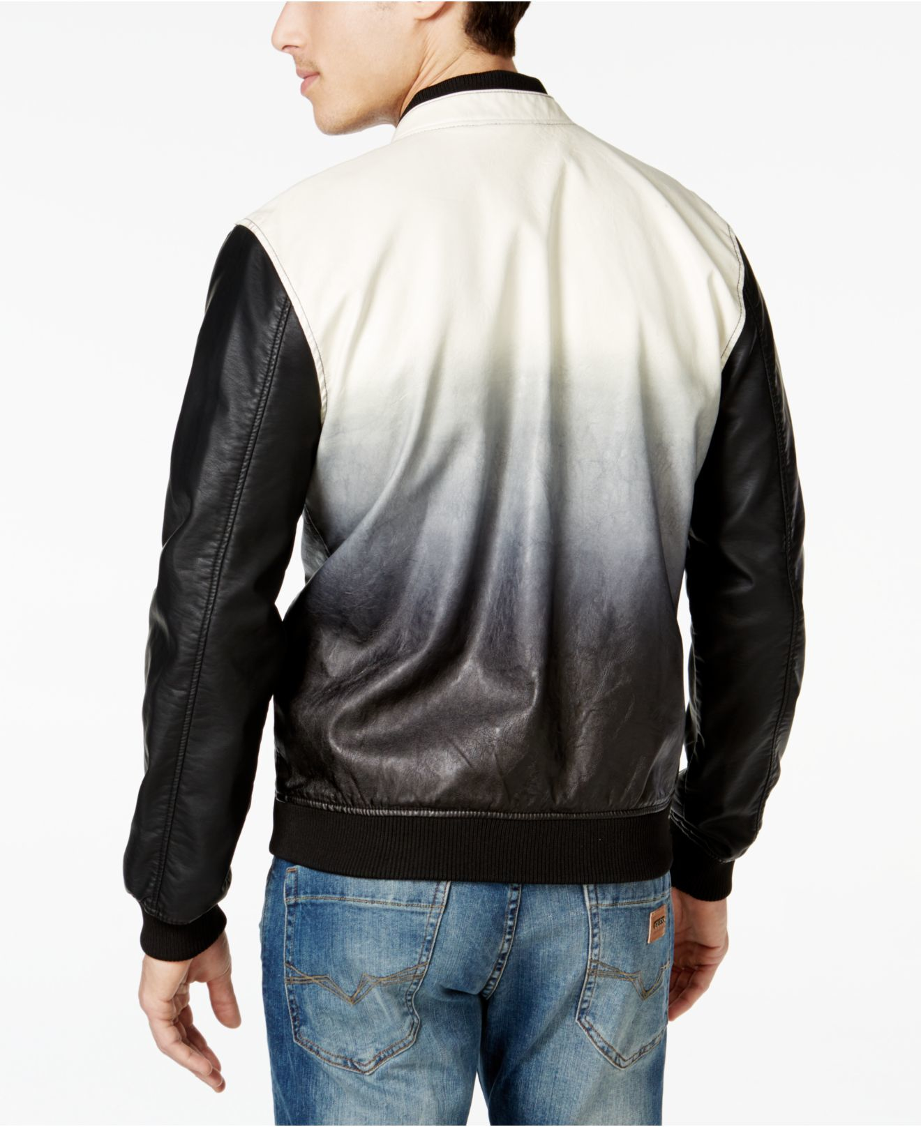 Lyst Guess Drake Dip Dye Faux Leather Jacket In White For Men Gallery