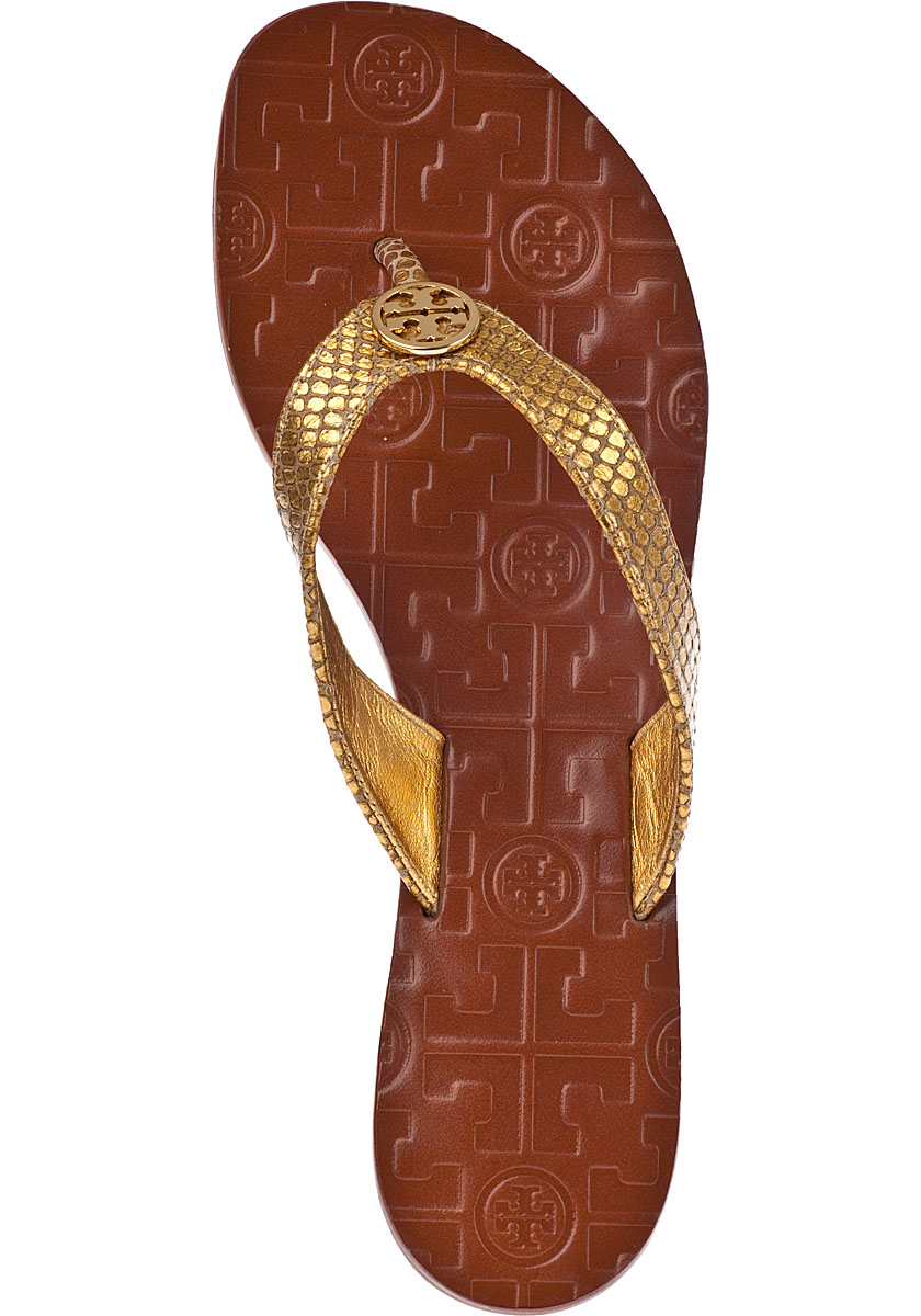 Lyst - Tory burch Thora-2 Flip Flop Gold Snake in Metallic