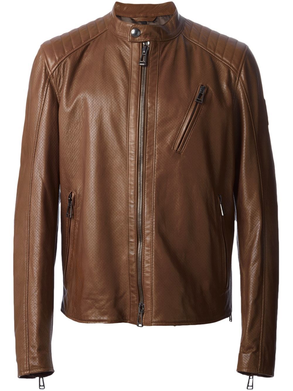 Belstaff Perforated Biker Jacket in Brown for Men | Lyst