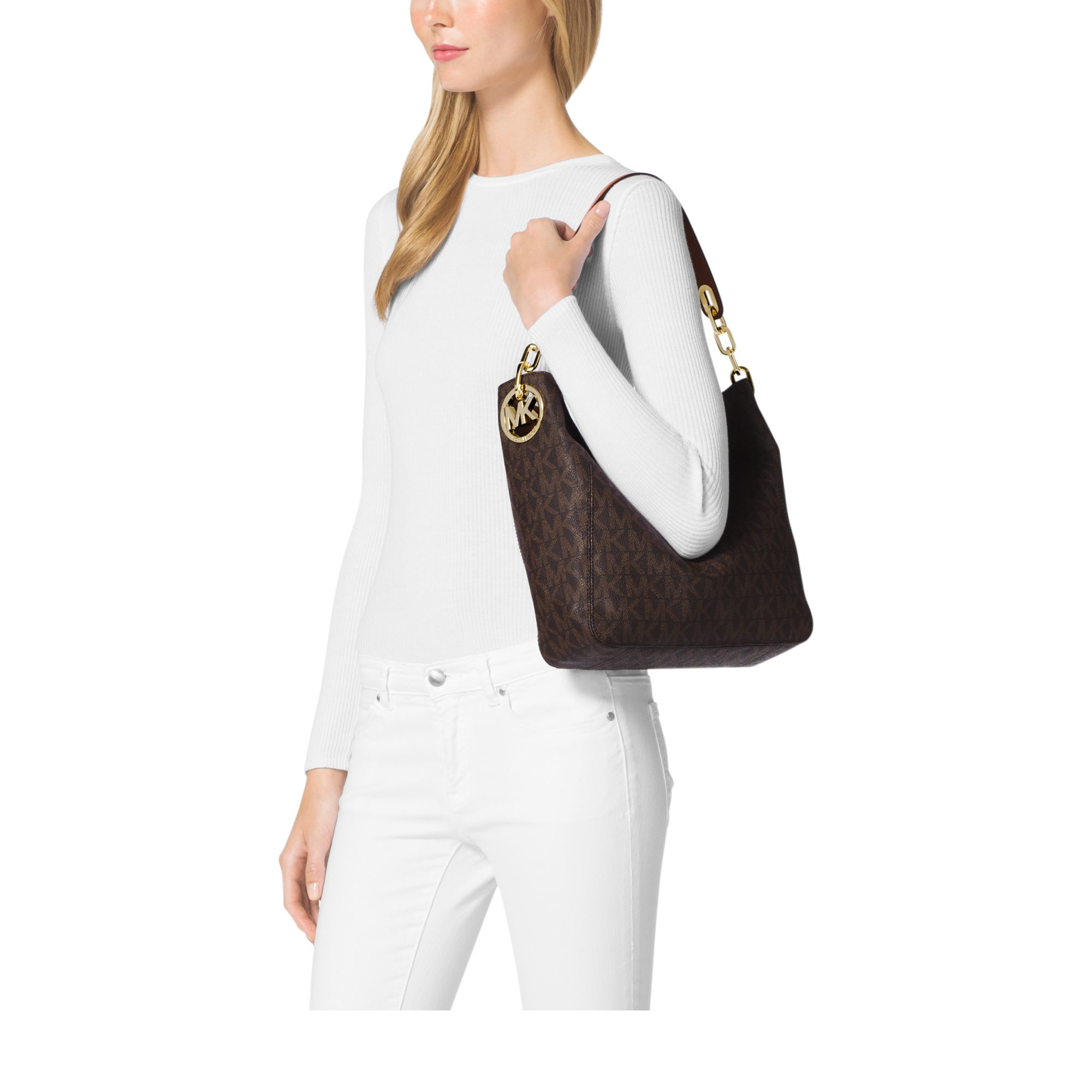 Lyst Michael Kors Fulton Medium Shoulder Bag in Brown