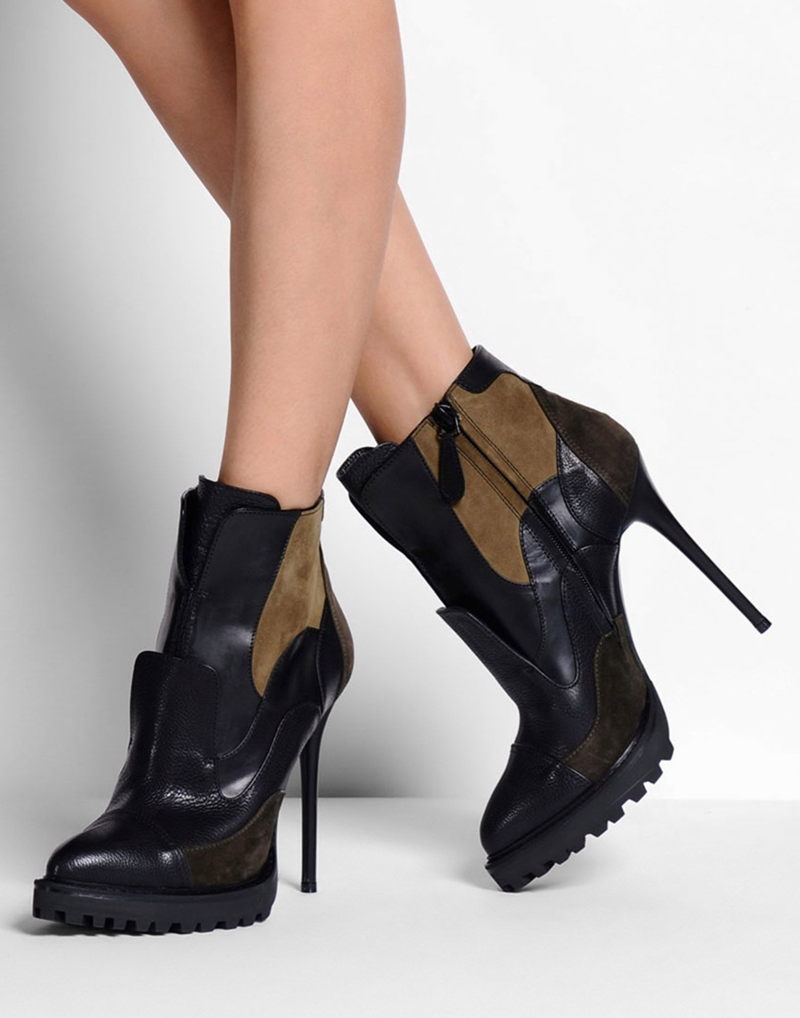 Army green ankle boots