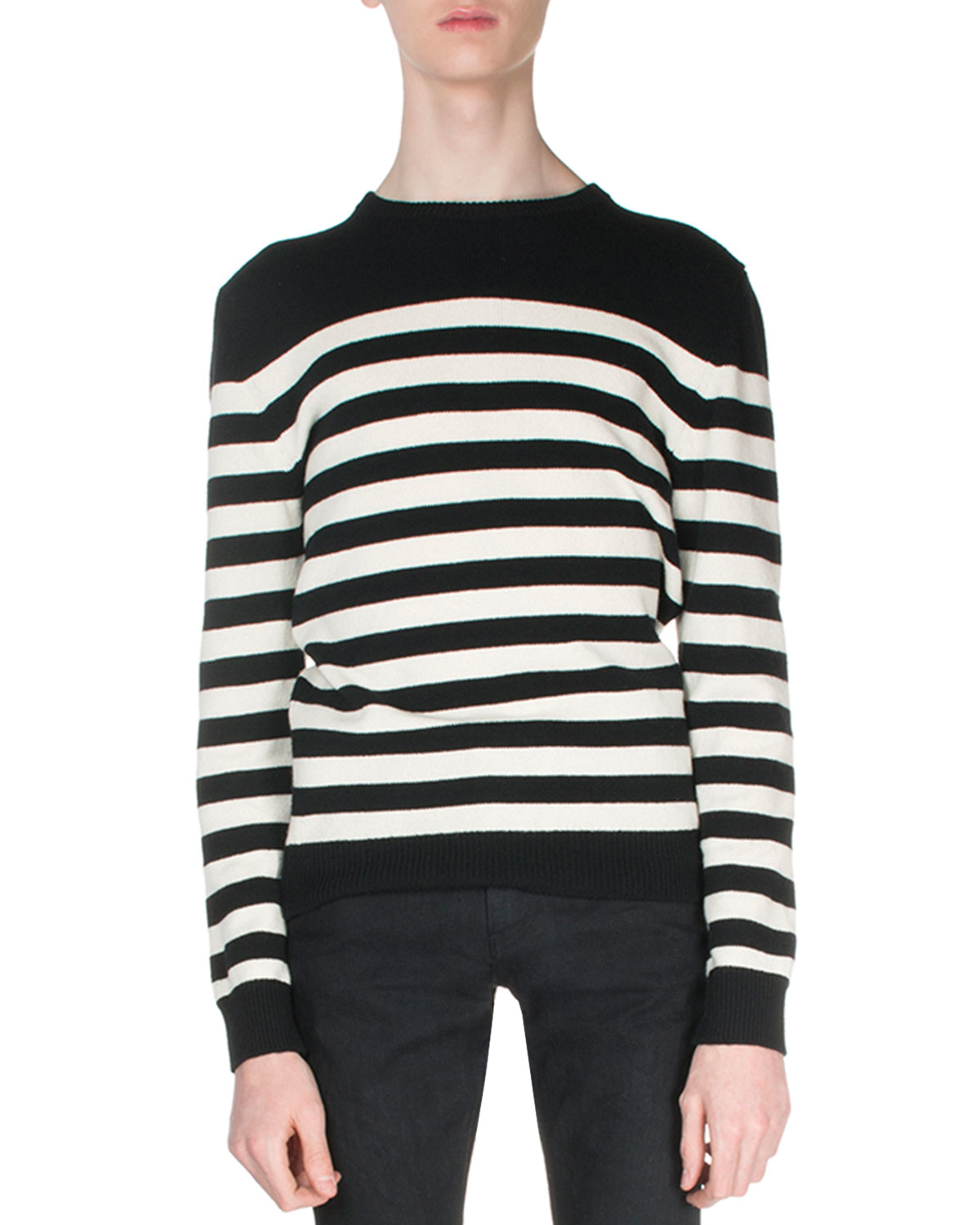 Saint laurent Striped Cashmere Sweater in Black for Men | Lyst