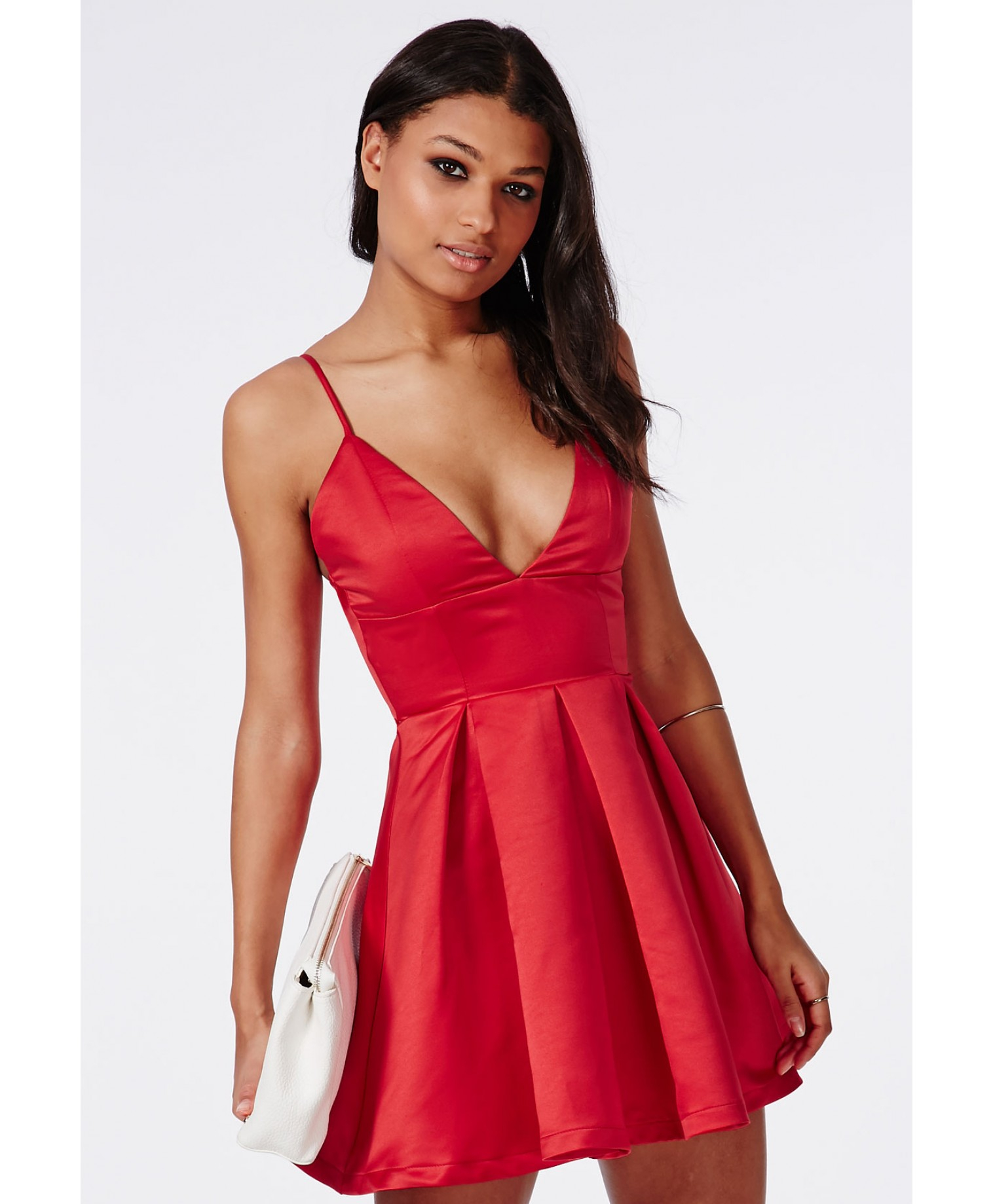 Red satin dress