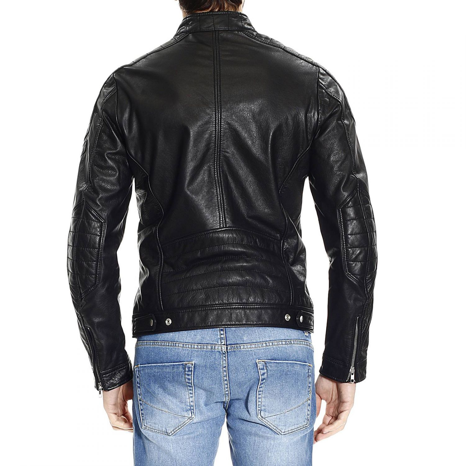 Diesel Down Jacket Jacket Monike Motor Leather in Black for Men | Lyst