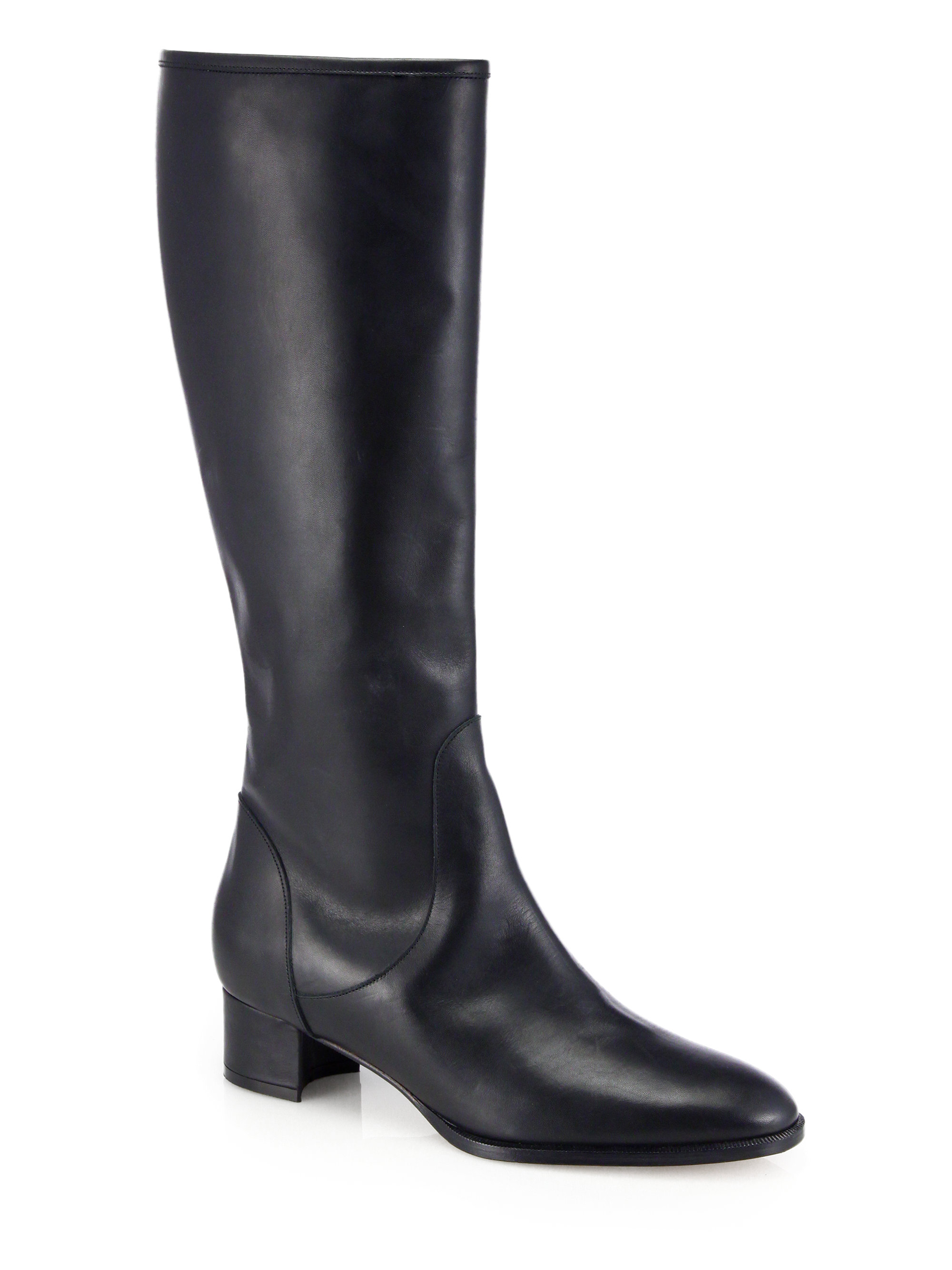 Manolo Blahnik Hanzuofla Leather Knee-High Boots in Black | Lyst