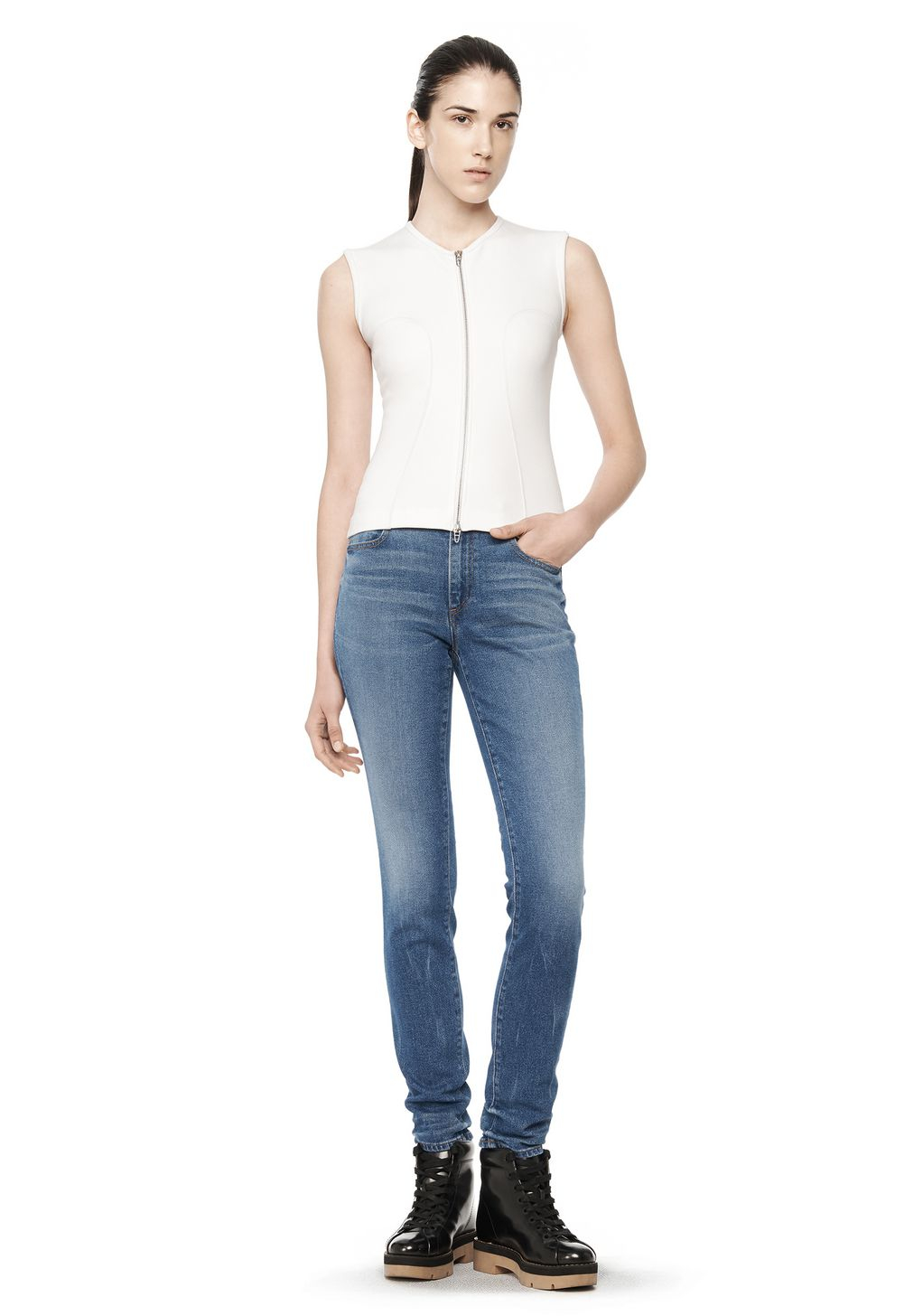 Alexander wang Knit Twill Sleeveless Top in White | Lyst