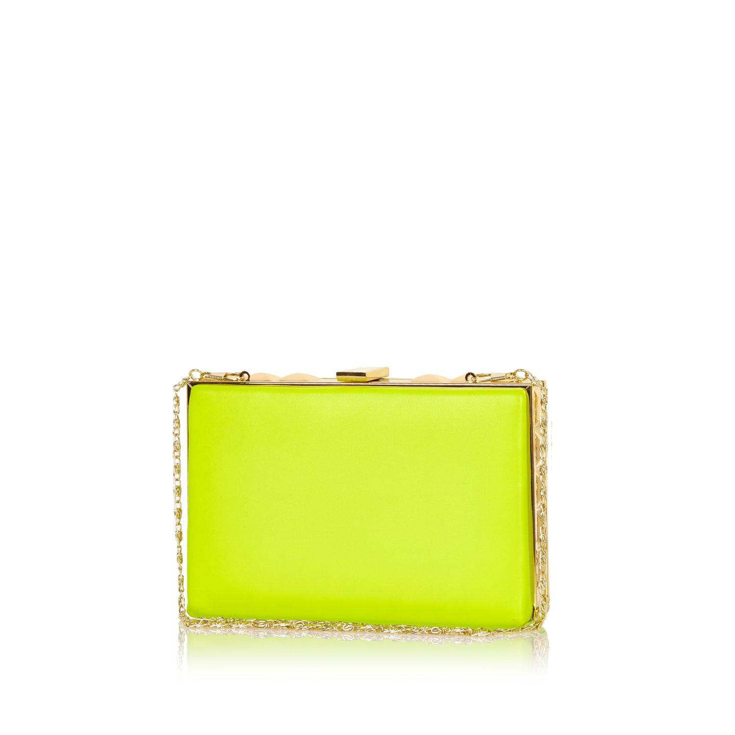 River Island Lime Box Clutch Bag in Yellow (Green) | Lyst