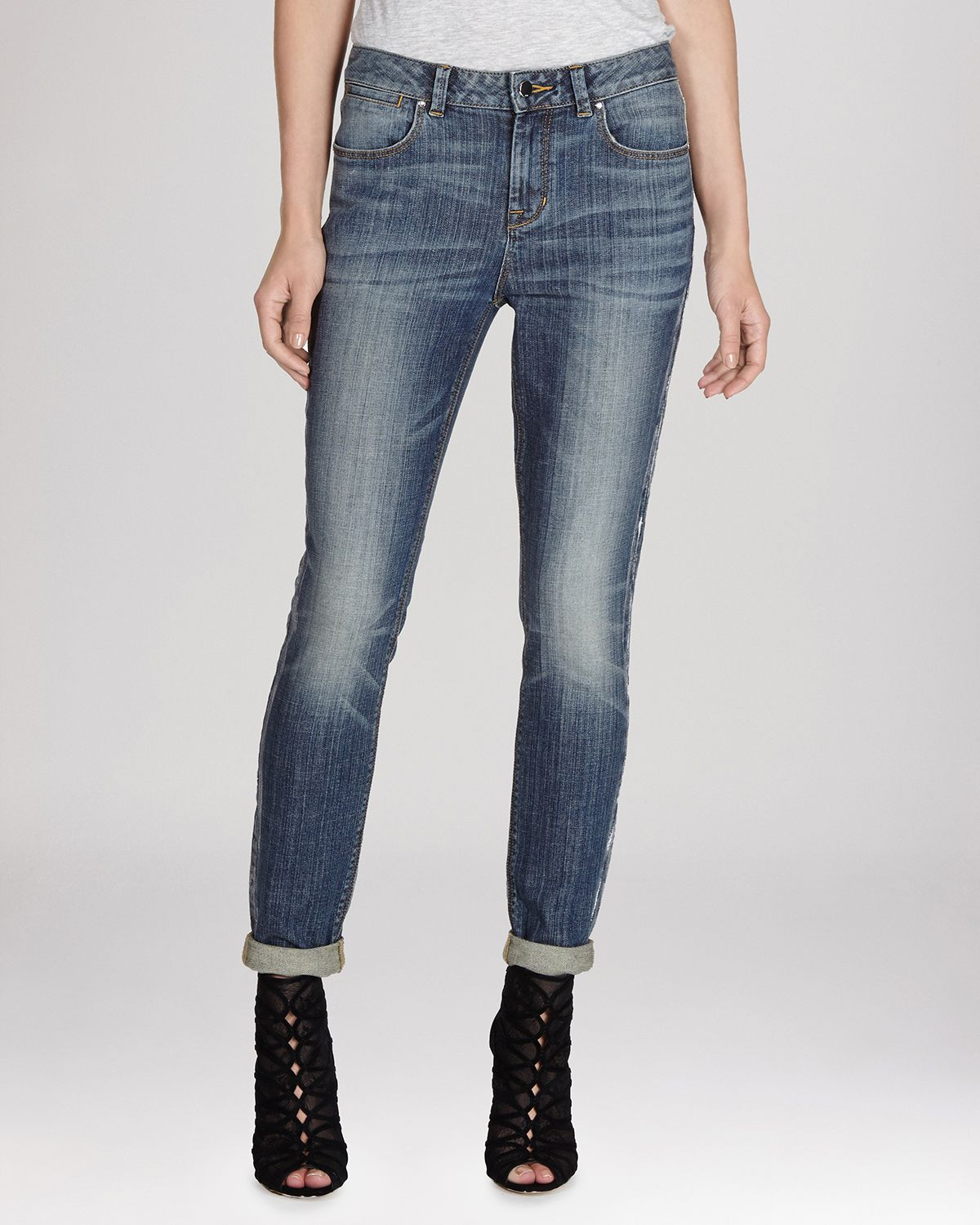 Lyst - Karen Millen Jeans - Faded Side Stripe In Dark Blue in Blue