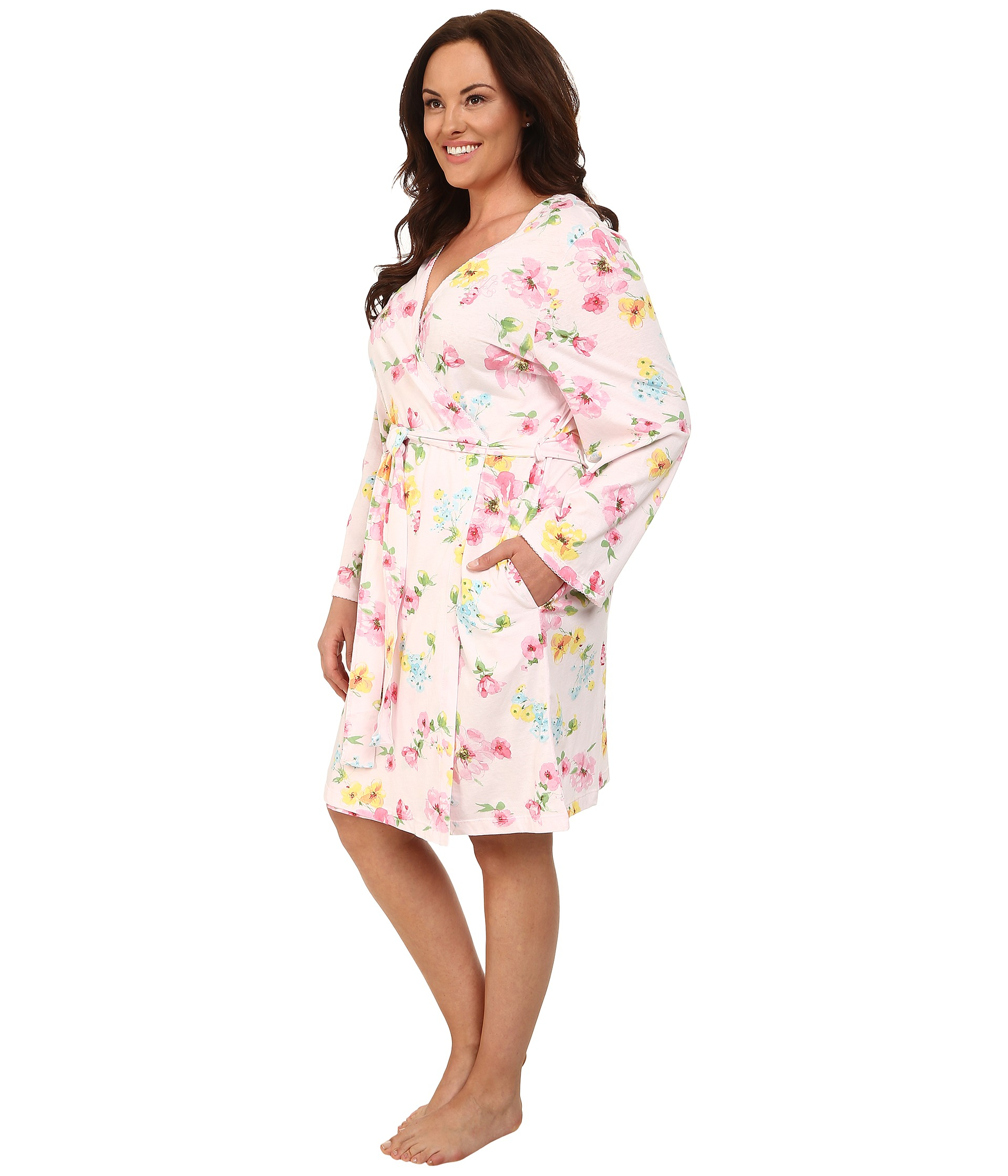 Lyst Lauren by Ralph Lauren Plus Size Garden Party Short Wrap Robe in White