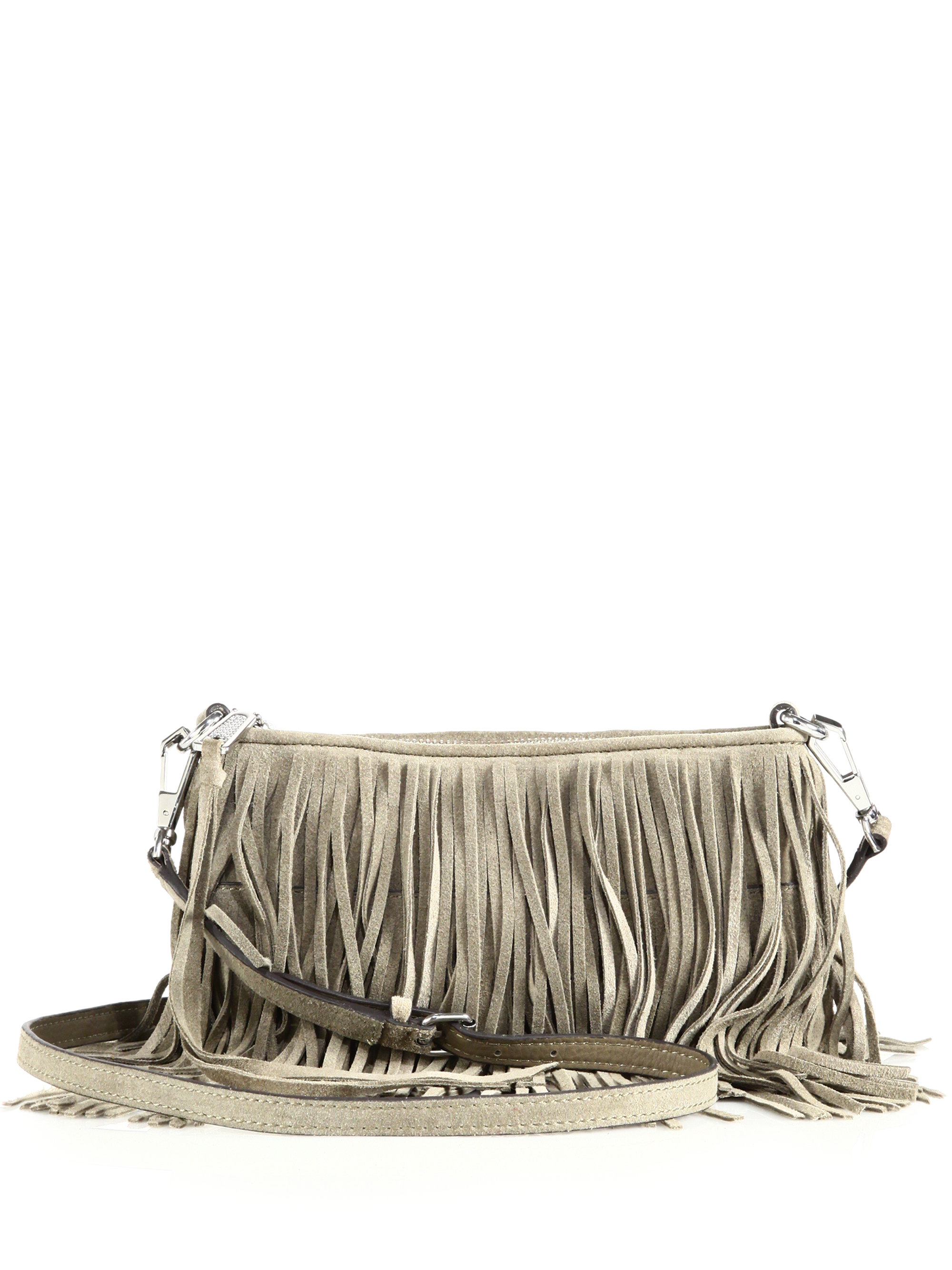 Lyst Rebecca Minkoff Finn Fringed Convertible Suede Crossbody Bag in Natural