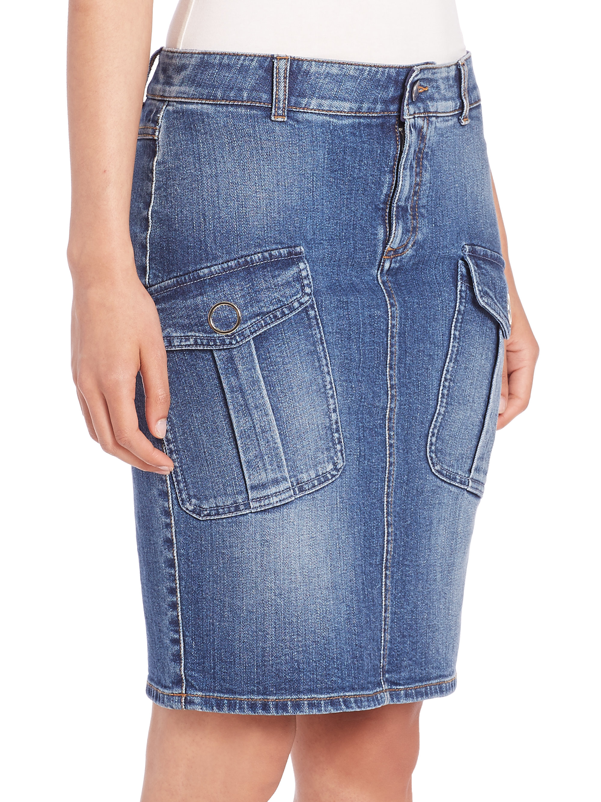 Lyst - Stella Mccartney Denim Cargo Skirt in Blue