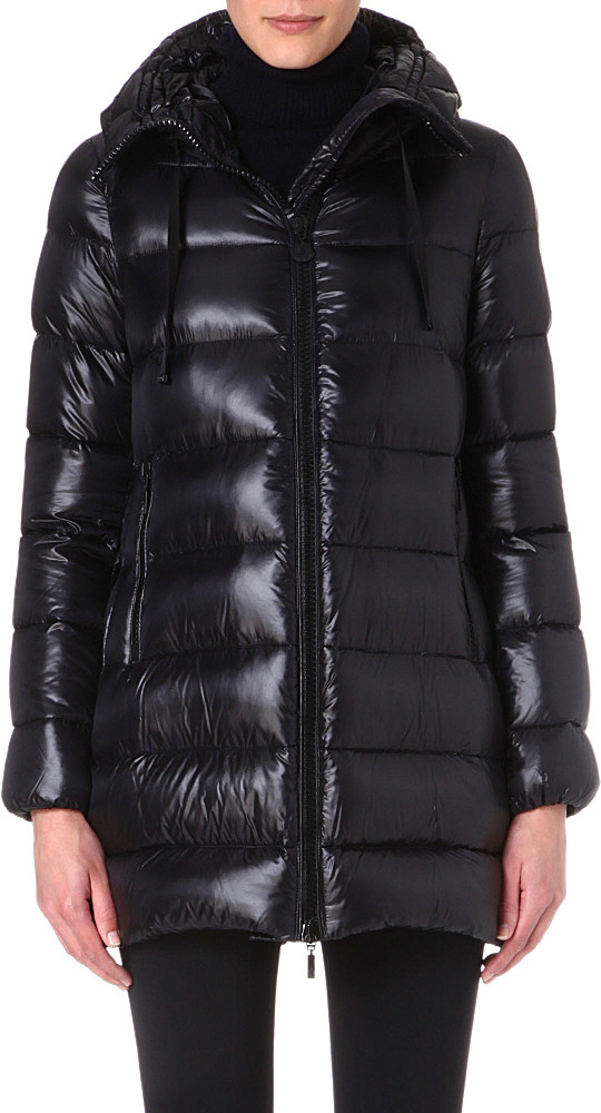 Moncler Hooded Quilted Coat in Black | Lyst
