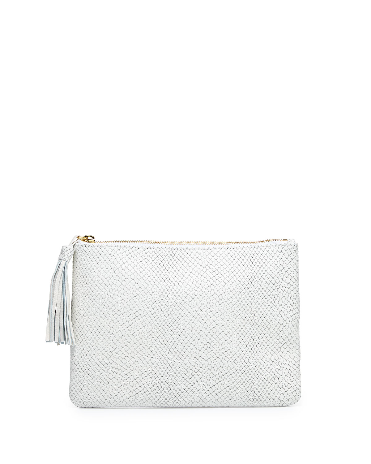 Lyst - Neiman Marcus Snake-embossed Clutch Bag in White