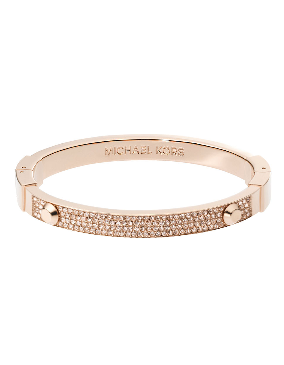 Michael Kors Rose Goldtone Pave Bangle Bracelet in Pink (Rose Gold) | Lyst