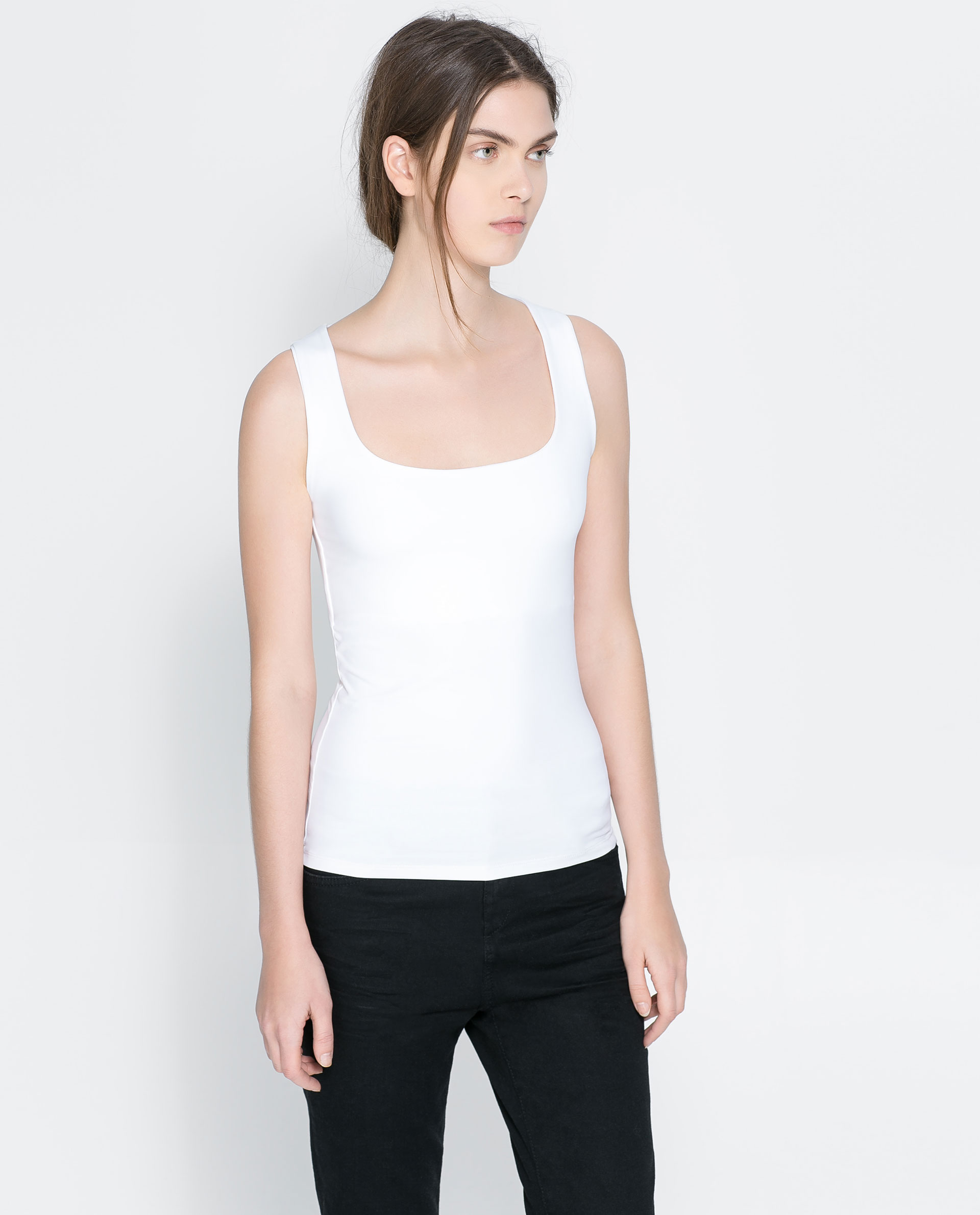 zara white square neck top