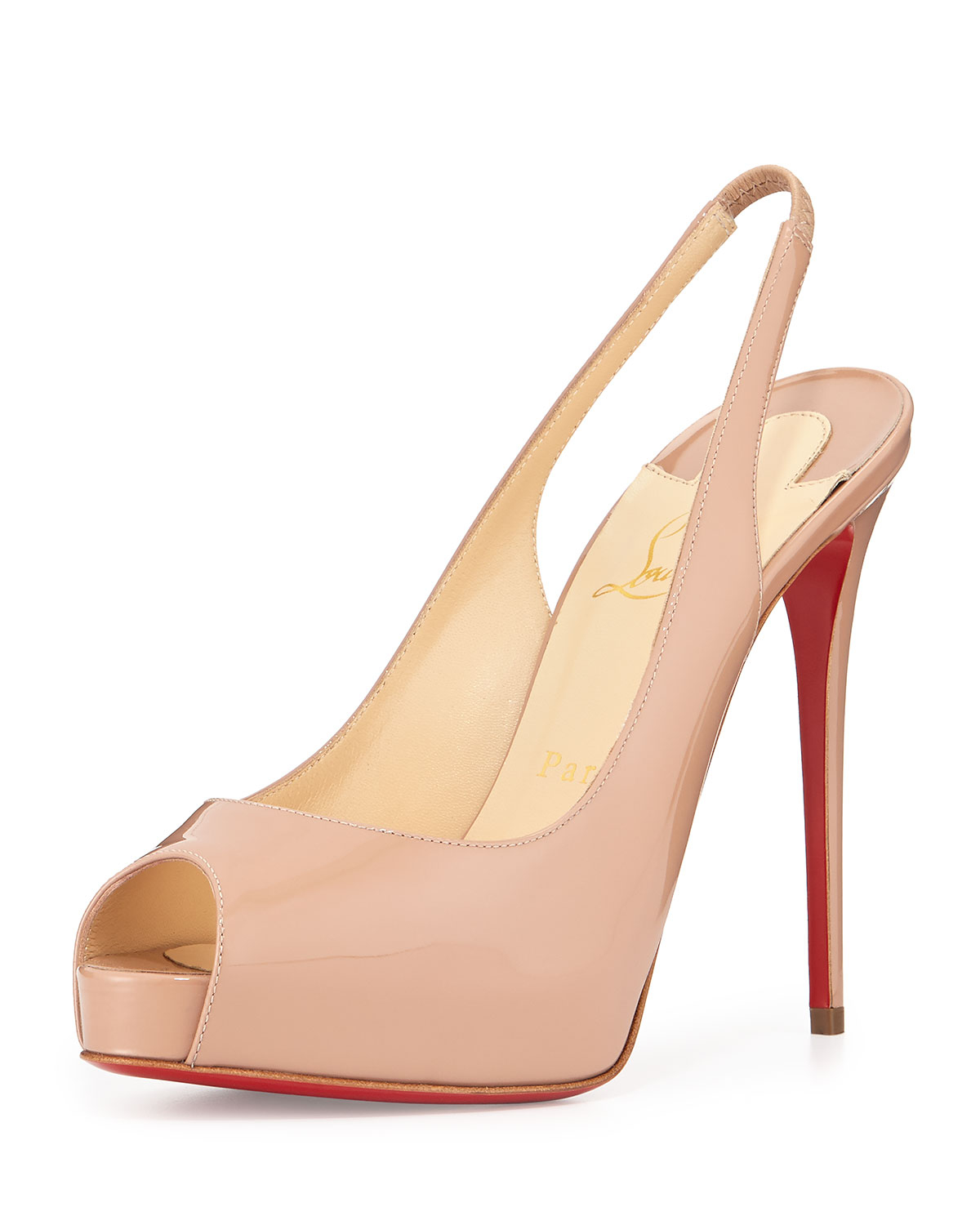 Christian louboutin Private Number Slingback in Beige (NEUTRAL) | Lyst