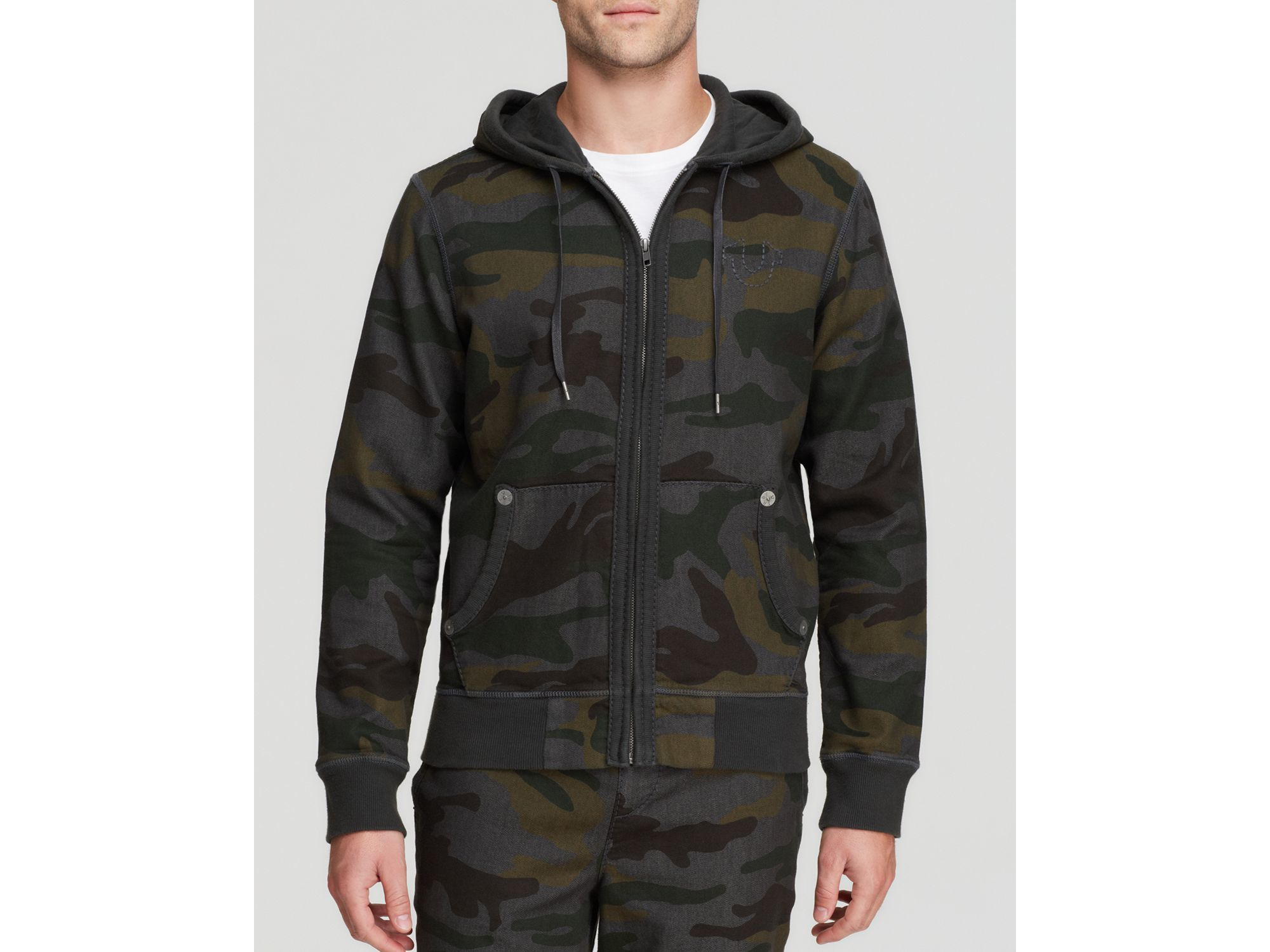 Lyst - True Religion Camo Zip Hoodie in Green for Men