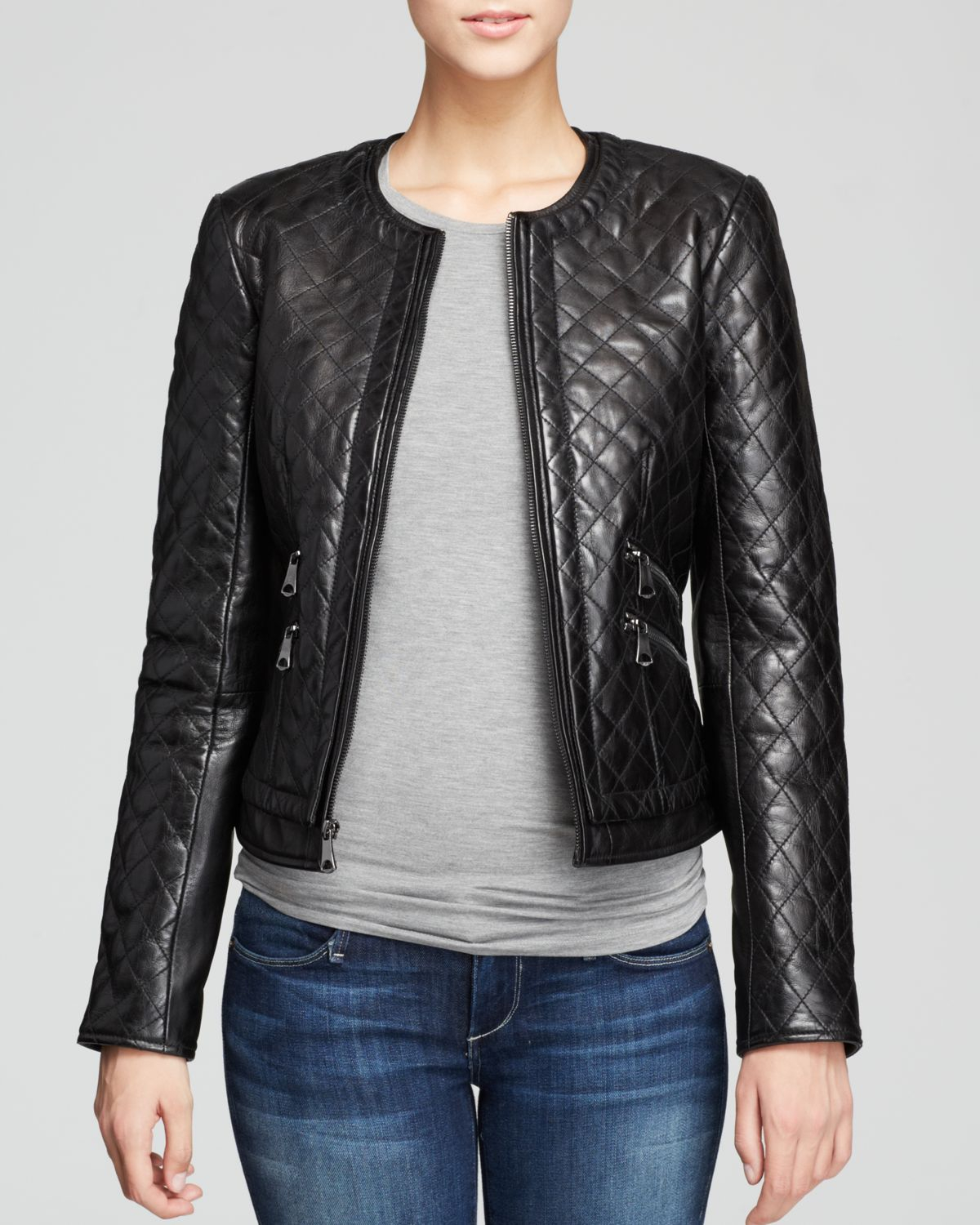 Marc New York Milly Quilted Leather Jacket in Black | Lyst