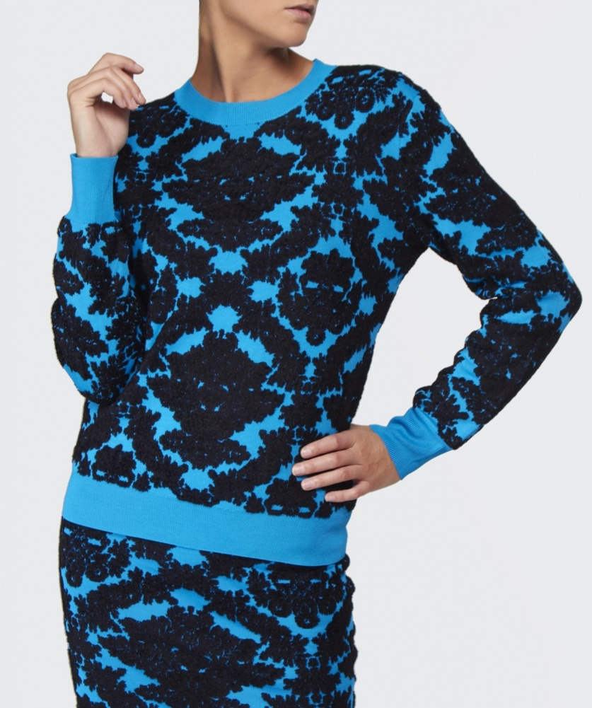 House of Holland Textured Jacquard-Knit Sweater in Blue - Lyst
