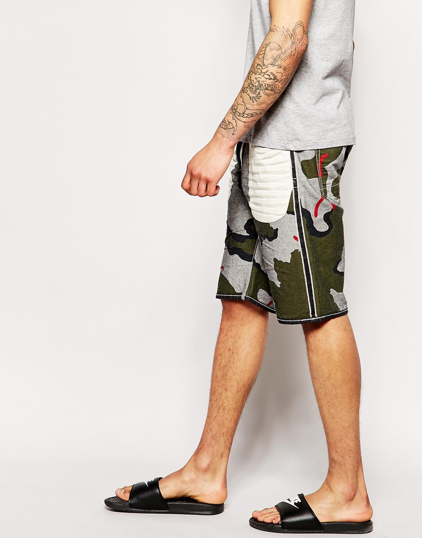 Lyst Evisu Denim Shorts 2020 Straight Fit Reversed Camo 