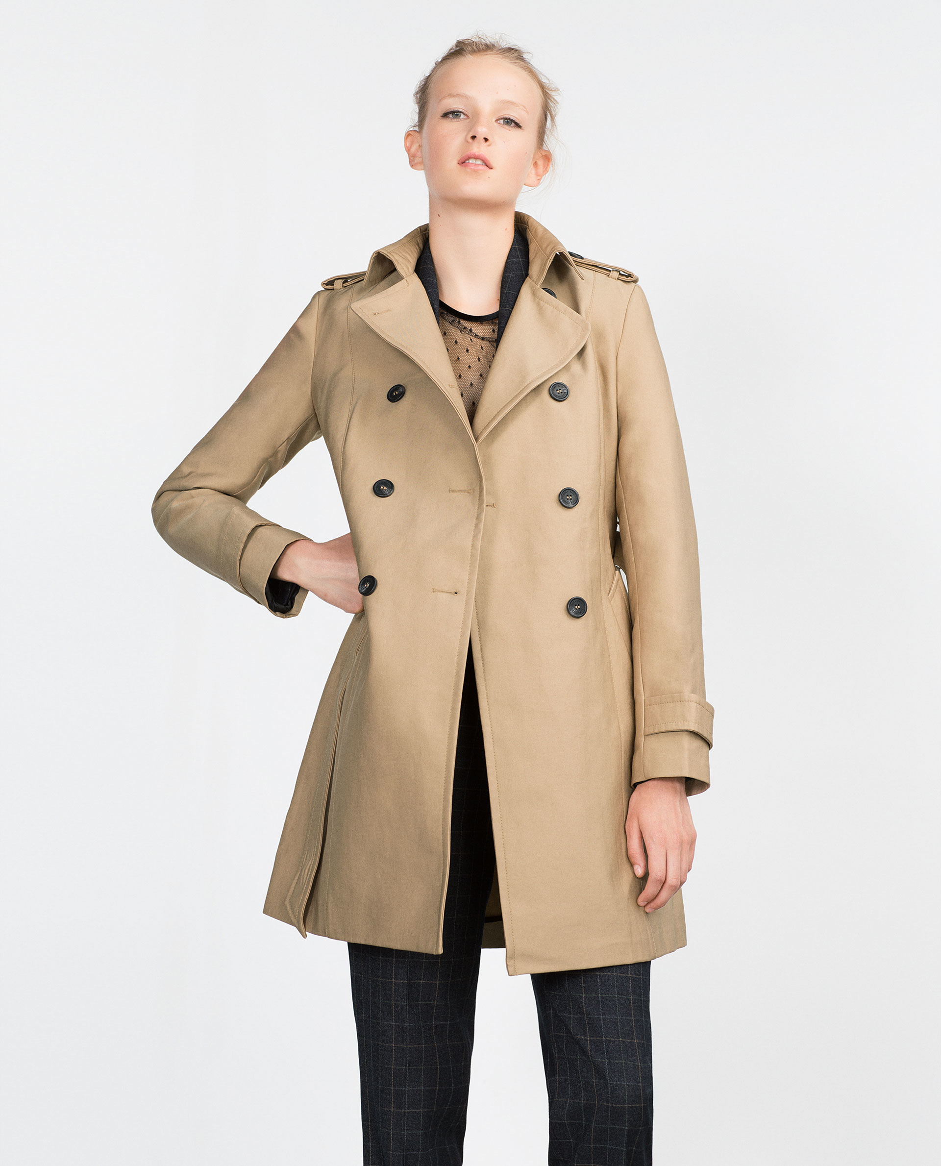 Zara Water Repellent Cotton Raincoat in Natural | Lyst